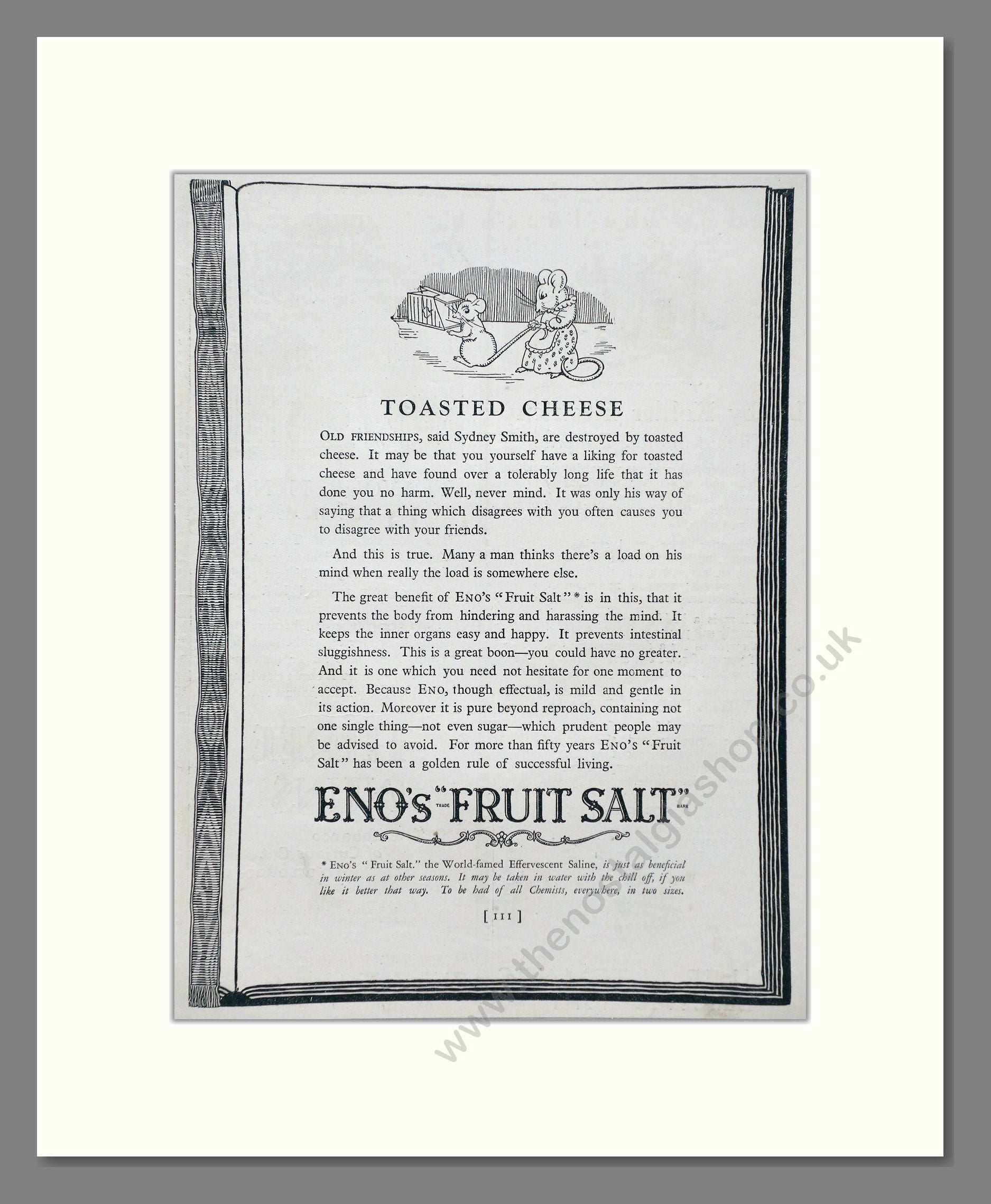 Eno's - Fruit Salt. Vintage Advert 1926 (ref AD66925)