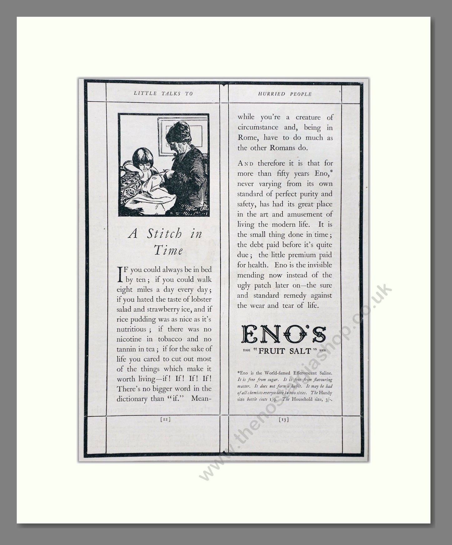 Eno's - Fruit Salt. Vintage Advert 1924 (ref AD66929)