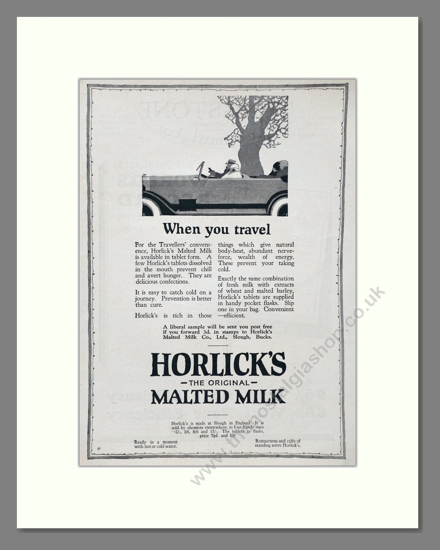 Horlick's - Malted Milk. Vintage Advert 1926 (ref AD66954)