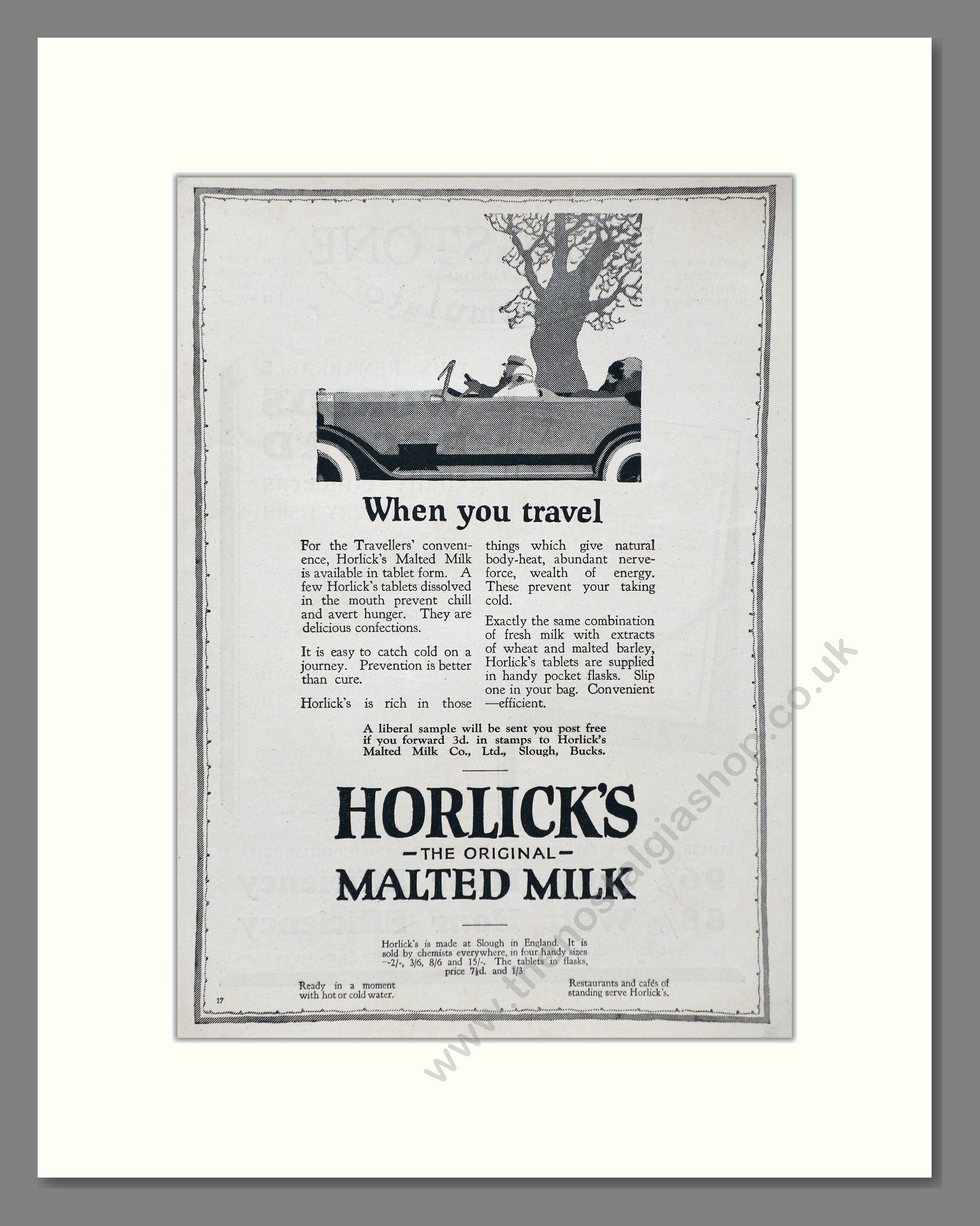 Horlick's - Malted Milk. Vintage Advert 1926 (ref AD66954)