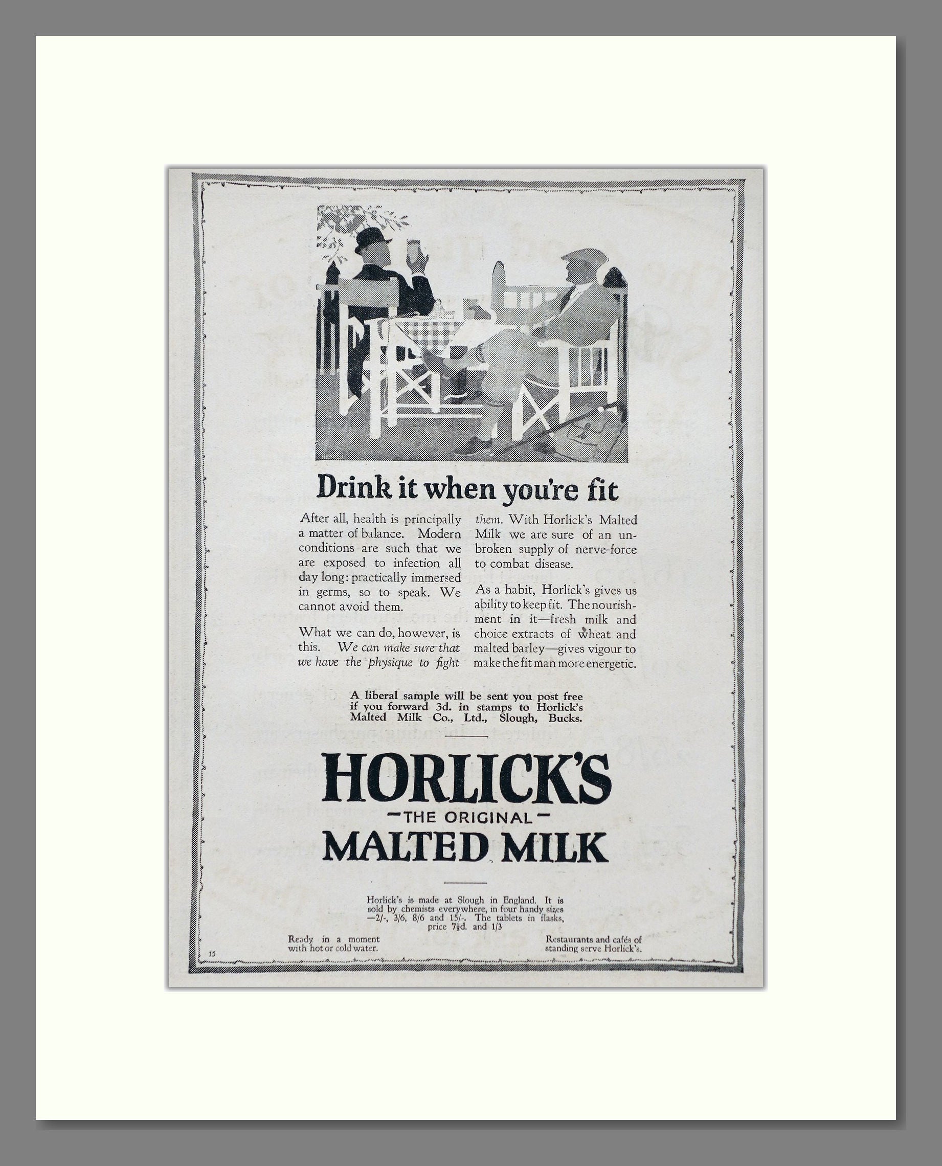 Horlick's - Malted Milk. Vintage Advert 1926 (ref AD66956)