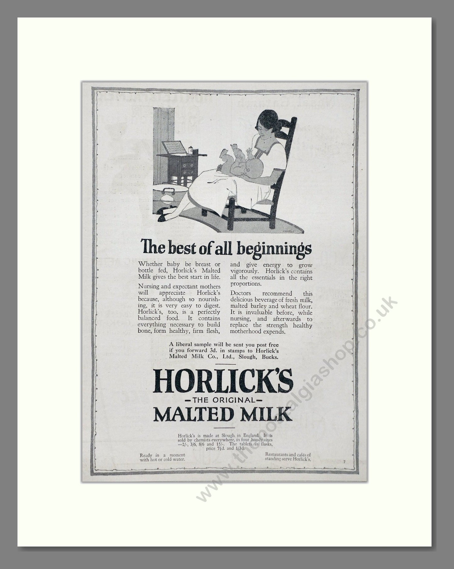 Horlick's - Malted Milk. Vintage Advert 1926 (ref AD66958)