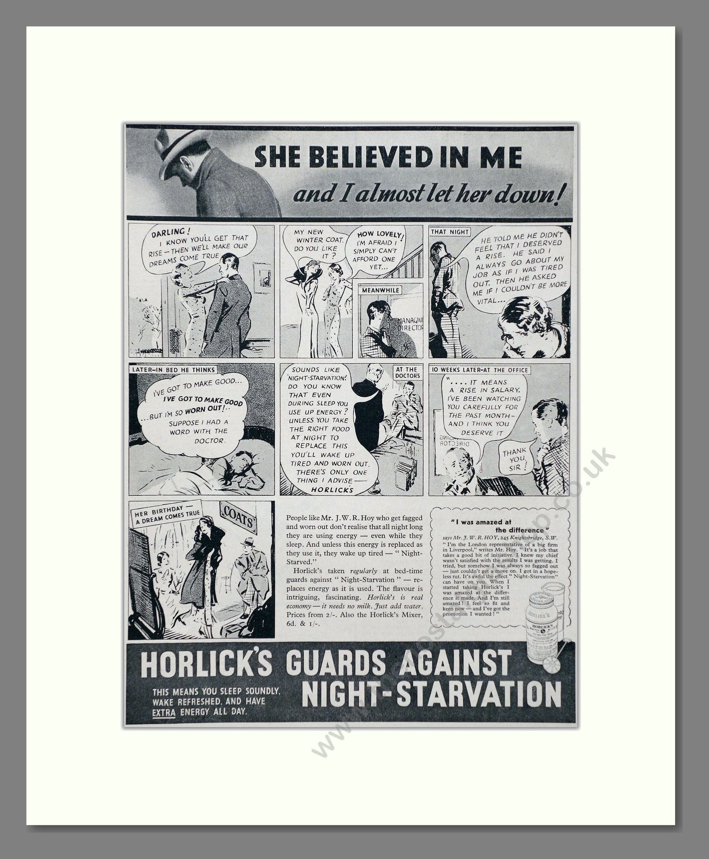 Horlick's - Malted Milk. Vintage Advert 1935 (ref AD66961)