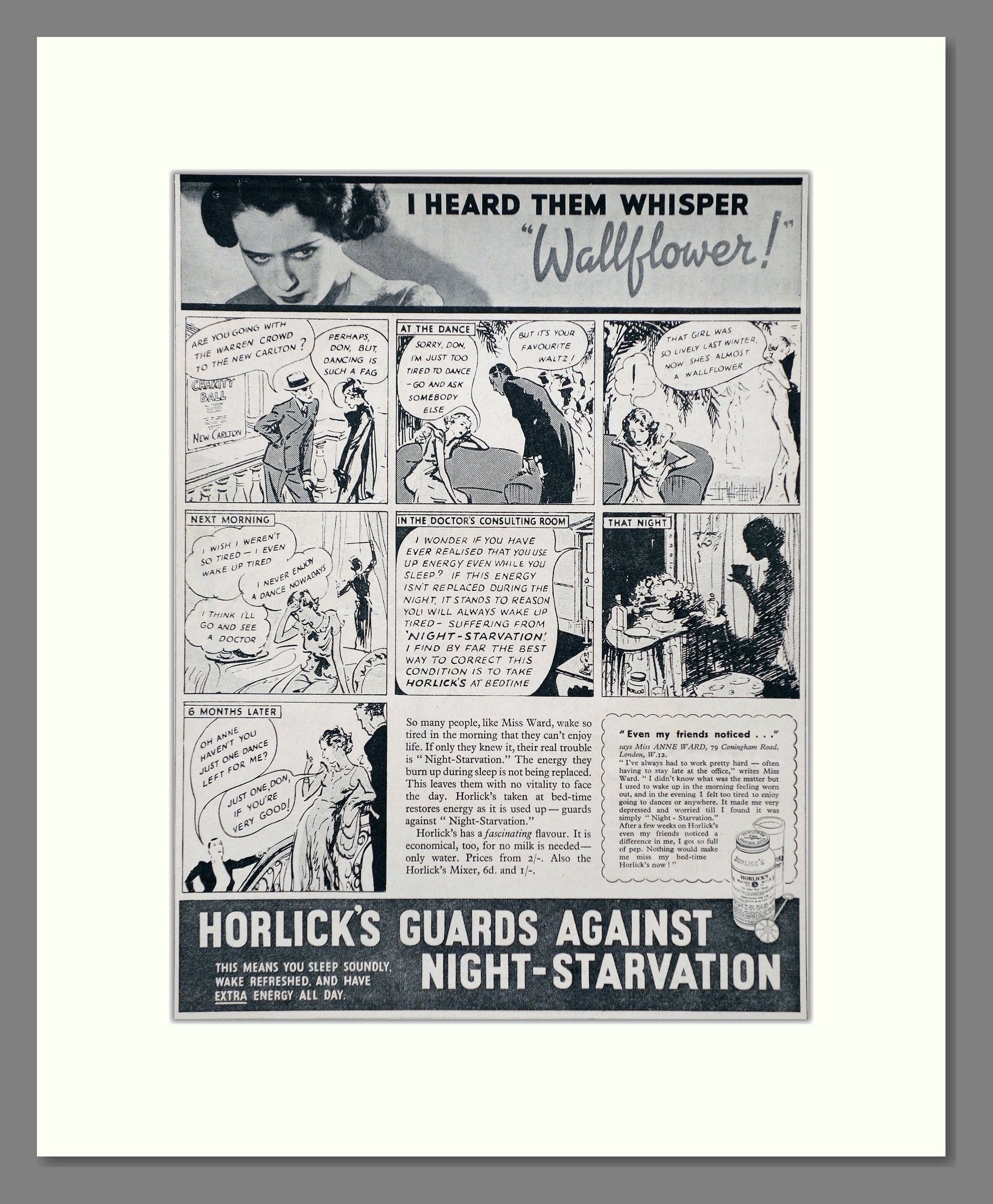 Horlick's - Malted Milk. Vintage Advert 1934 (ref AD66964)