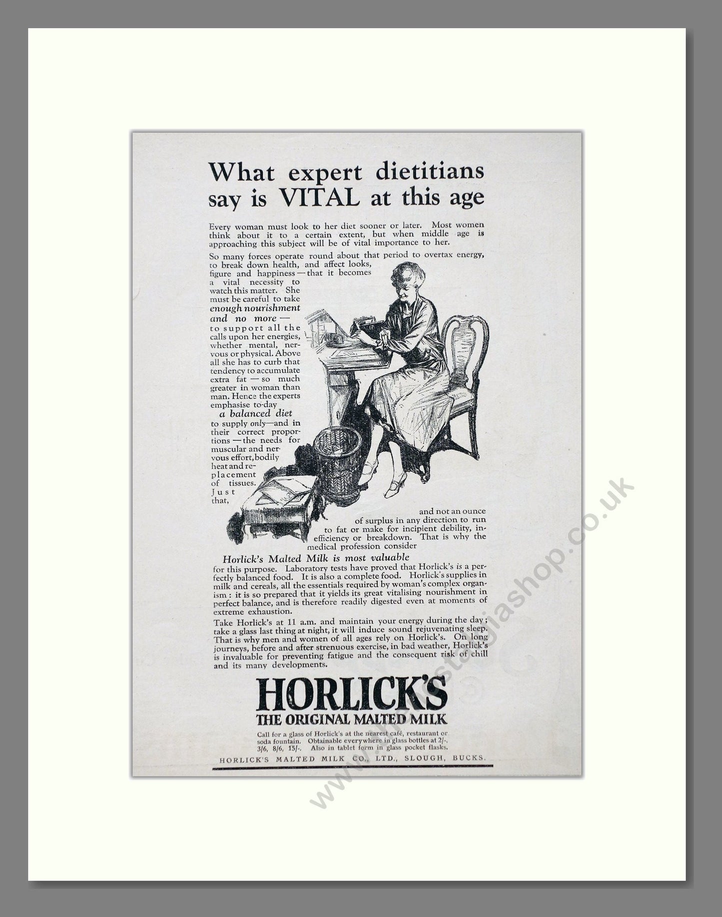 Horlick's - Malted Milk. Vintage Advert 1927 (ref AD66968)