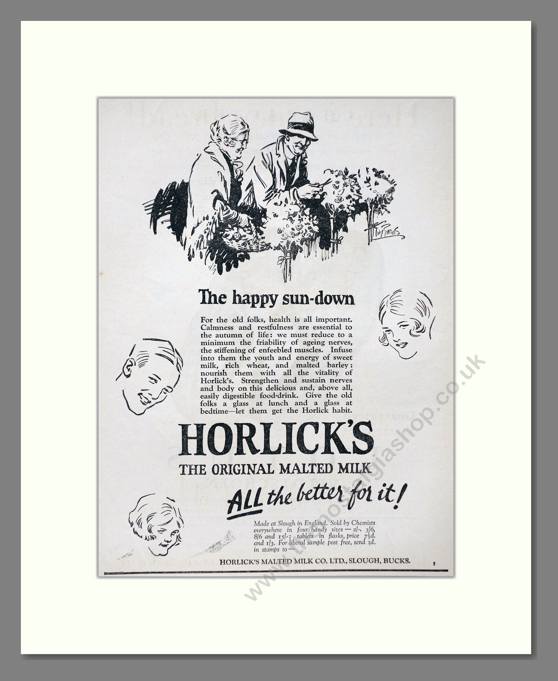 Horlick's - Malted Milk. Vintage Advert 1927 (ref AD66970)
