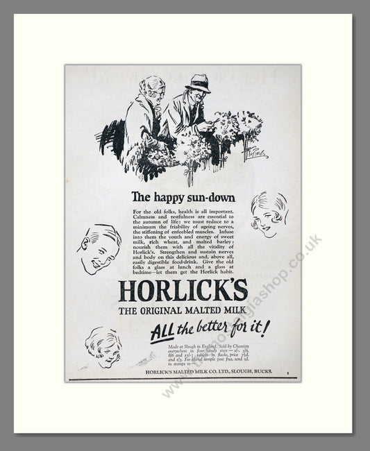 Horlick's - Malted Milk. Vintage Advert 1927 (ref AD66970)