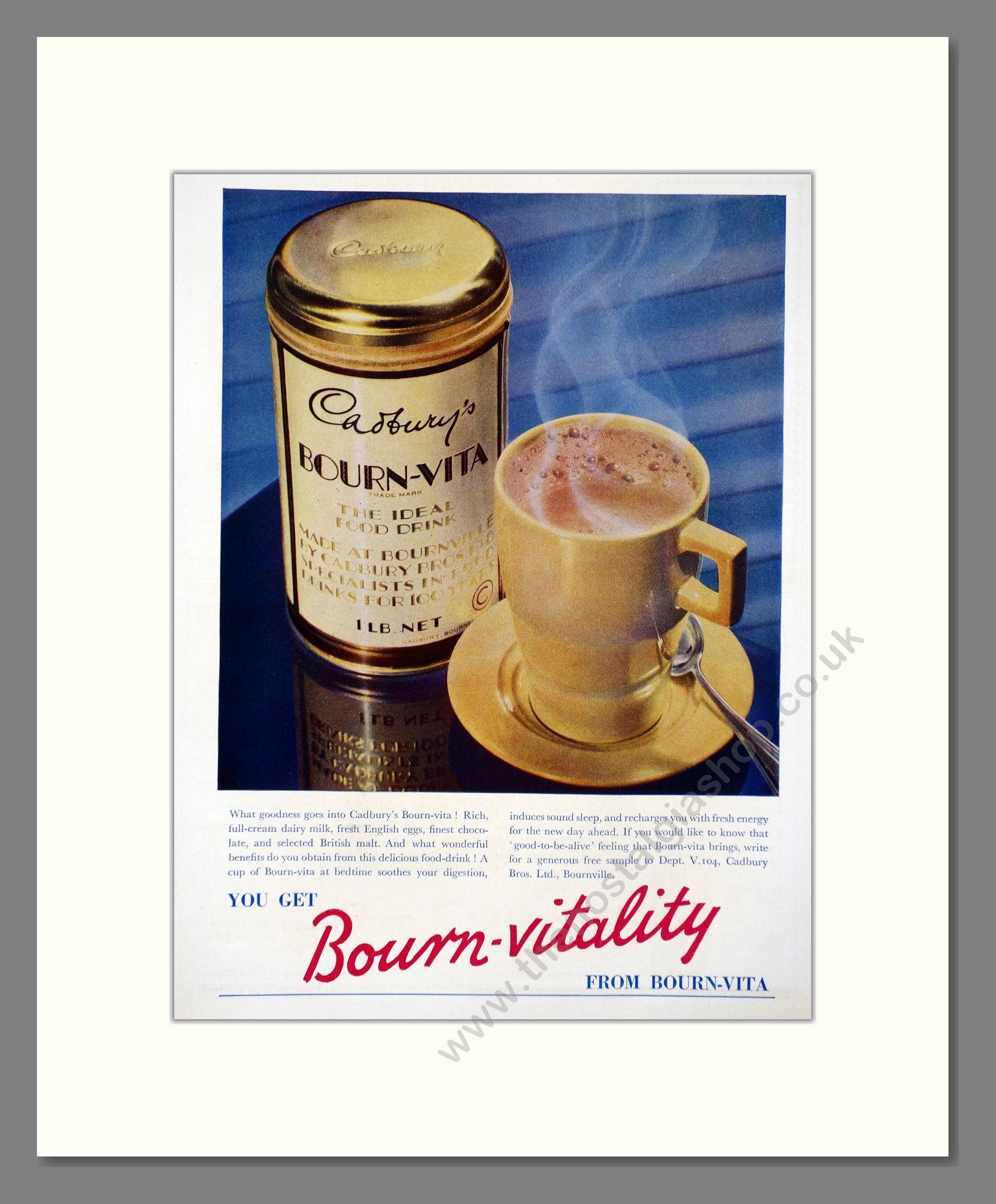 Cadbury's - Bourn-Vita. Vintage Advert 1936 (ref AD66975)