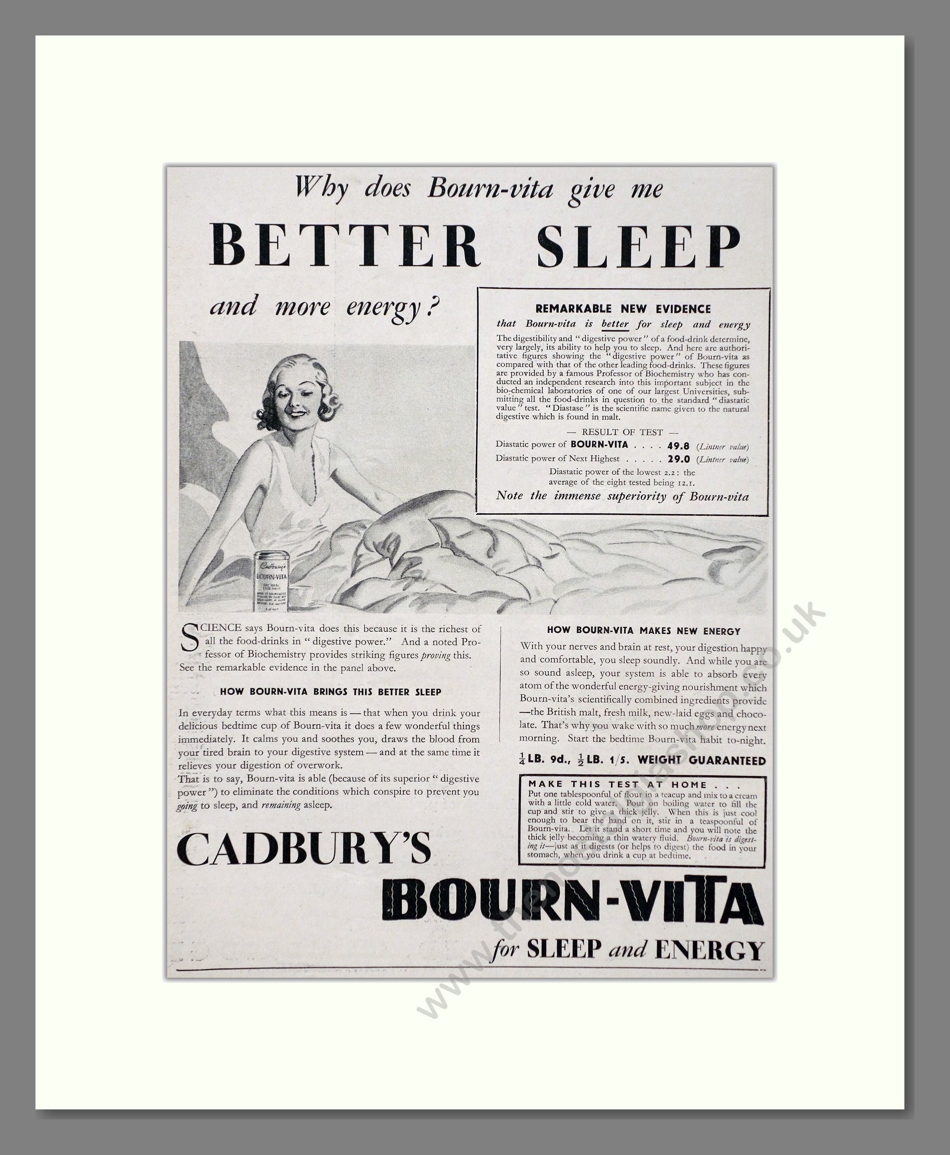 Cadbury's - Bourn-Vita. Vintage Advert 1933 (ref AD66977)