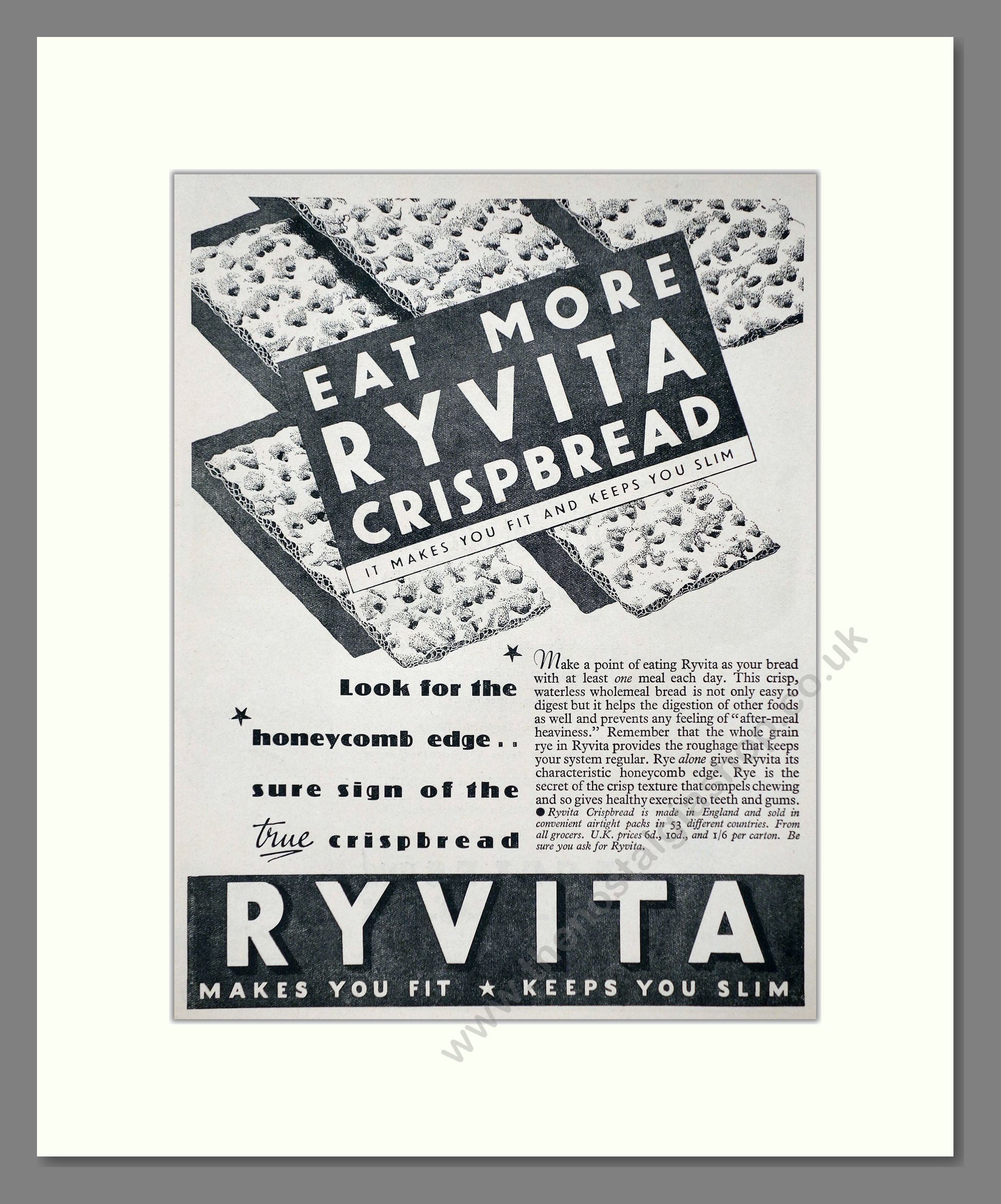 Ryvita - Crispbread. Vintage Advert 1937 (ref AD66994)