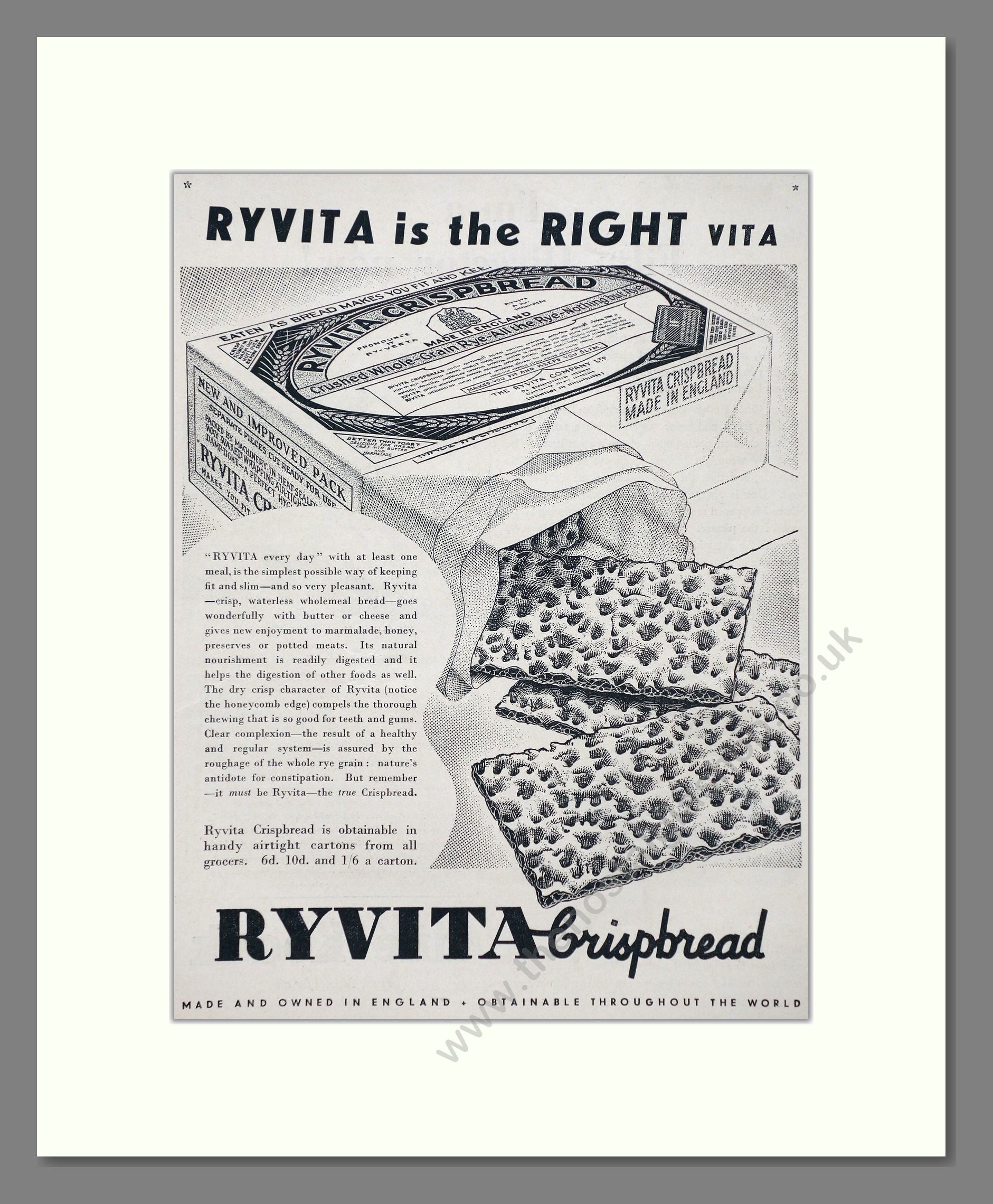 Ryvita - Crispbread. Vintage Advert 1936 (ref AD66997)