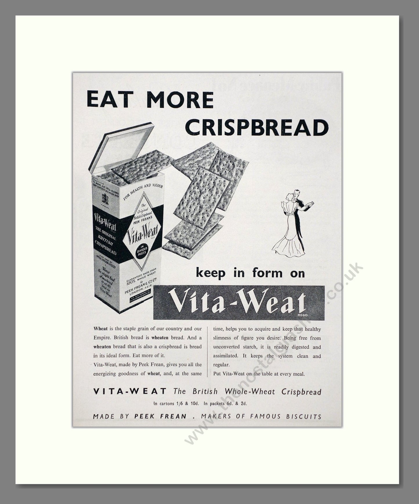 Vita-Weat - Whole Wheat Crispbread. Vintage Advert 1936 (ref AD66998)