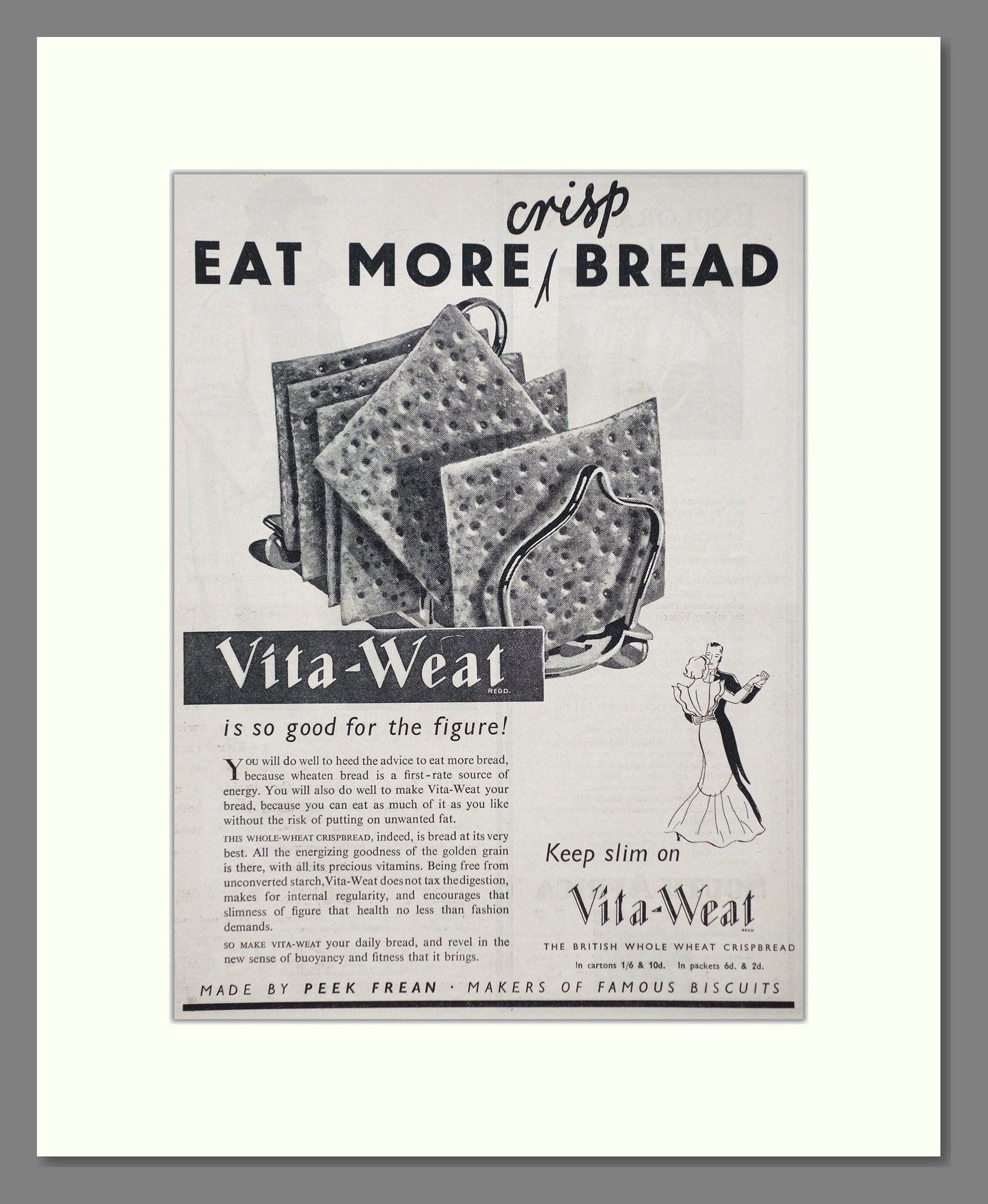 Vita-Weat - Whole Wheat Crispbread. Vintage Advert 1936 (ref AD66999)