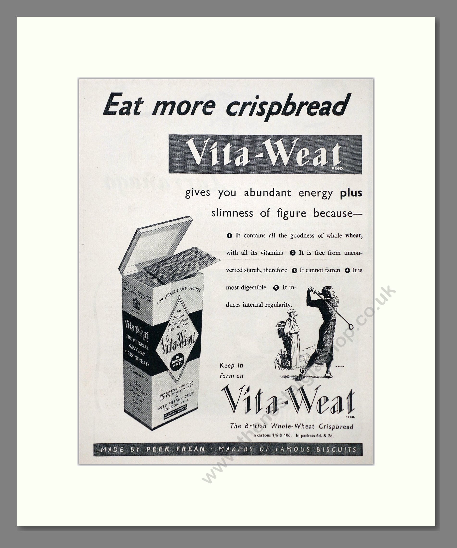 Vita-Weat - Whole Wheat Crispbread. Vintage Advert 1936 (ref AD67000)