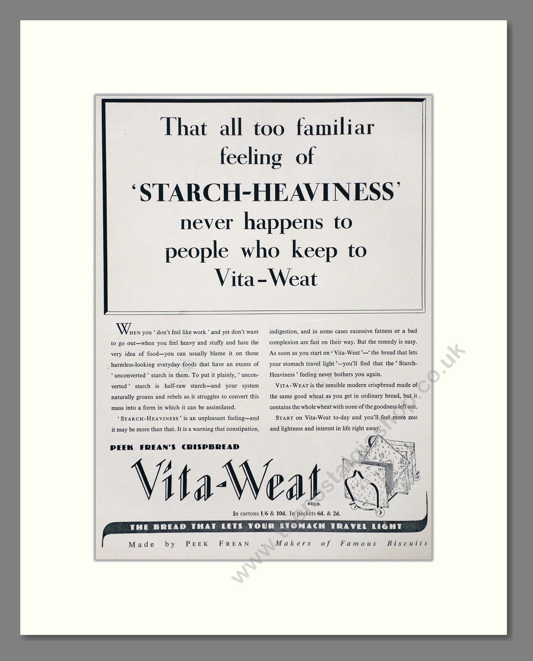 Vita-Weat - Whole Wheat Crispbread. Vintage Advert 1937 (ref AD67008)