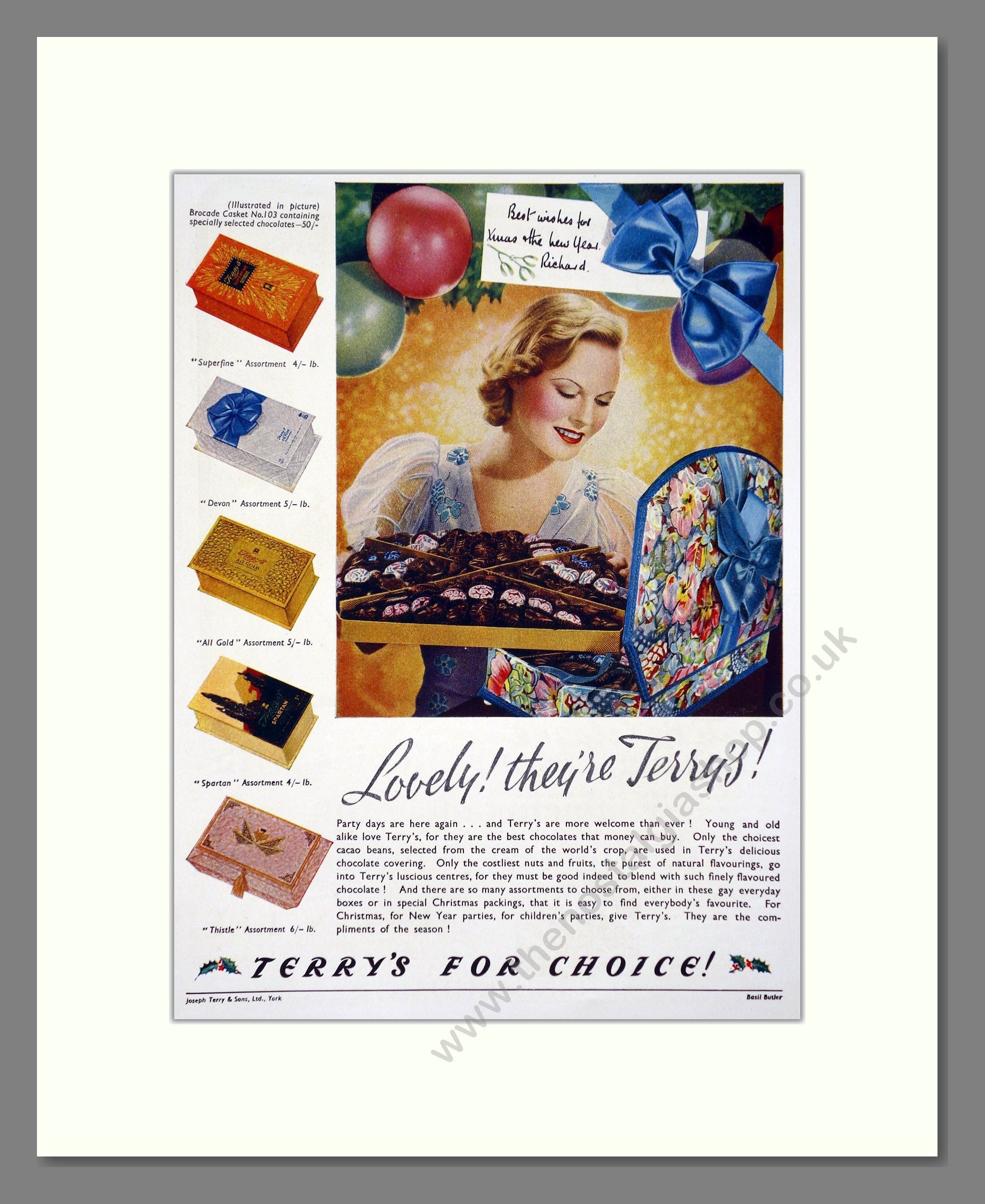 Terry's - Chocolates For Choice. Vintage Advert 1938 (ref AD67019)