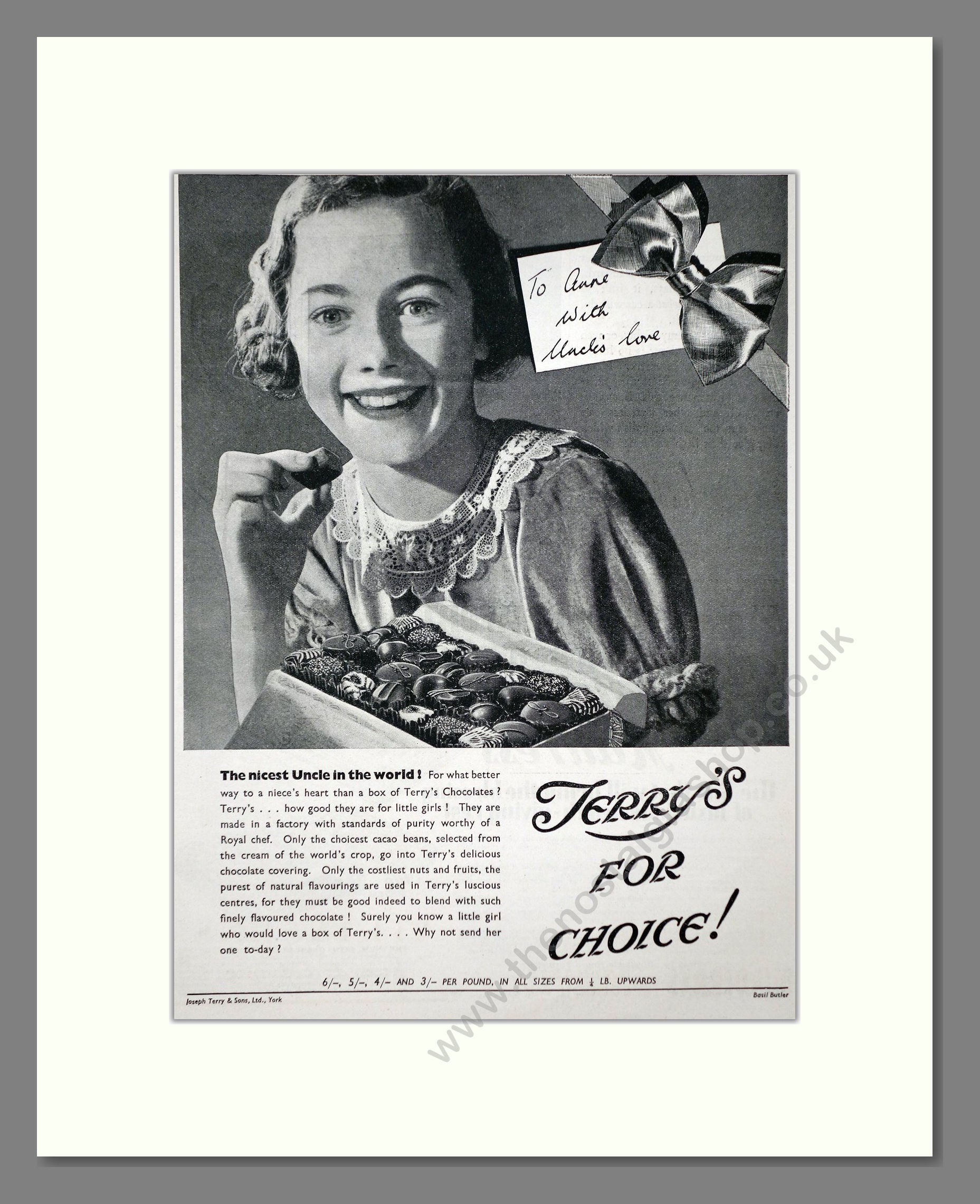 Terry's - Chocolates For Choice. Vintage Advert 1939 (ref AD67020)