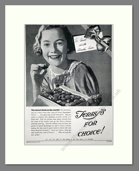 Terry's - Chocolates For Choice. Vintage Advert 1939 (ref AD67020)
