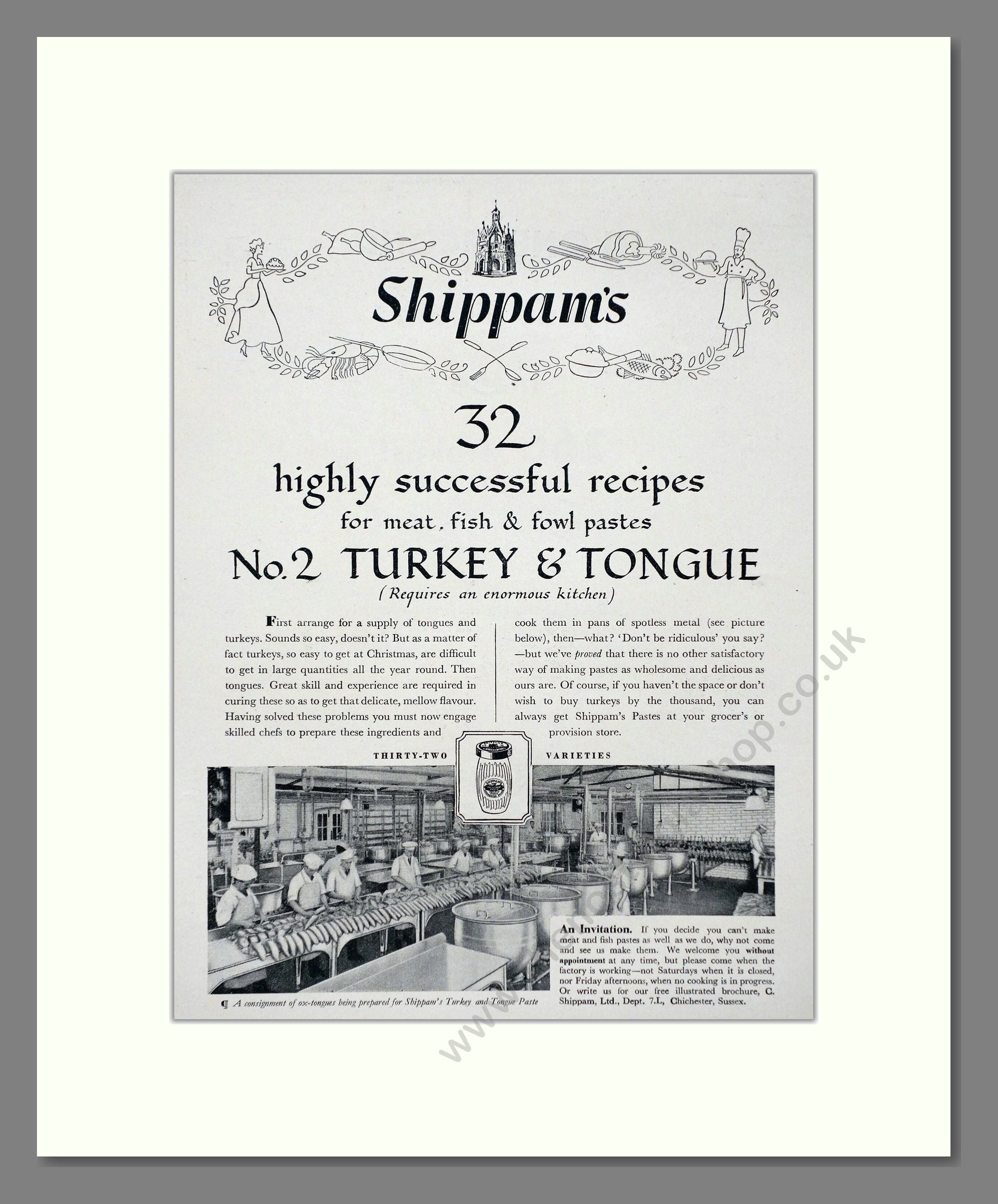 Shippam's - Turkey And Tongue Paste. Vintage Advert 1936 (ref AD67023)