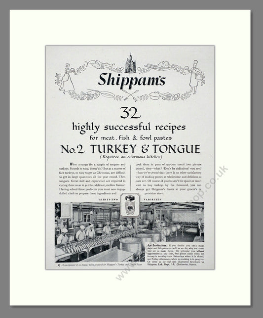 Shippam's - Turkey And Tongue Paste. Vintage Advert 1936 (ref AD67023)