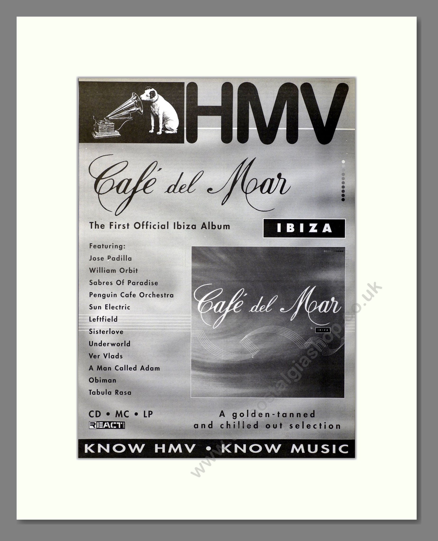Cafe Del Moar - Official Ibiza Album. Vintage Advert 1994 (ref AD20888)