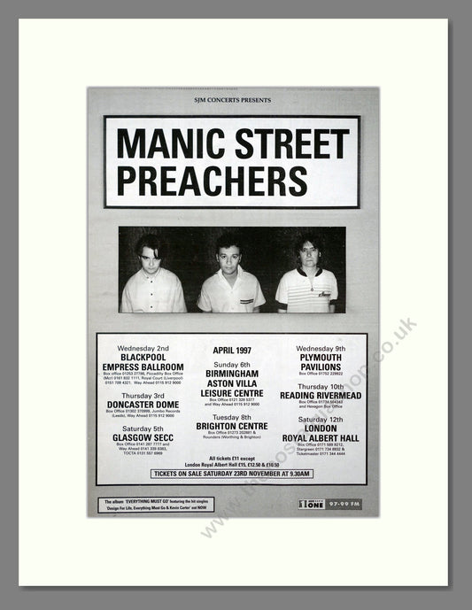 Manic Street Preachers - UK Tour. Vintage Advert 1997 (ref AD20894)