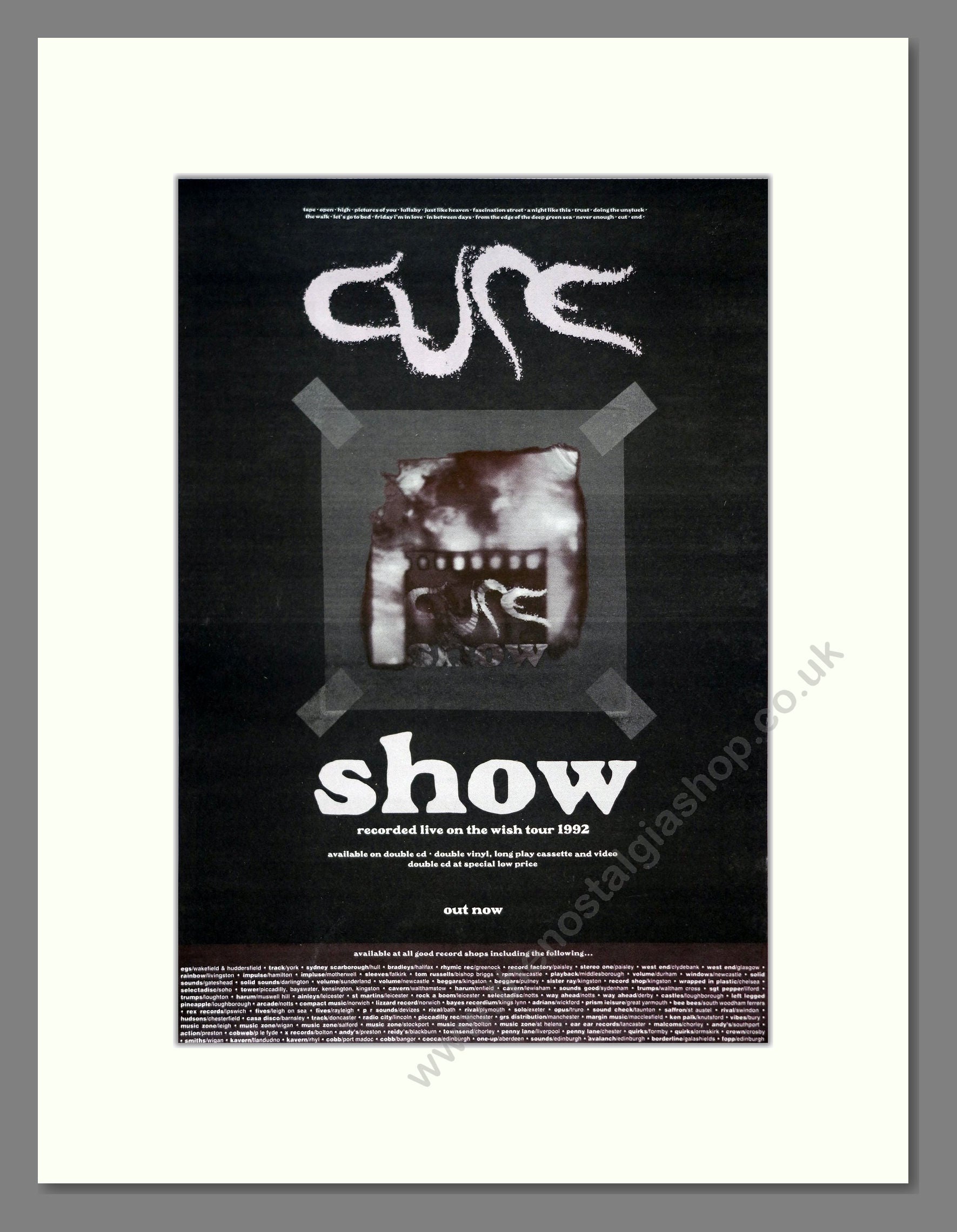 Cure - Show. Vintage Advert 1992 (ref AD20911)