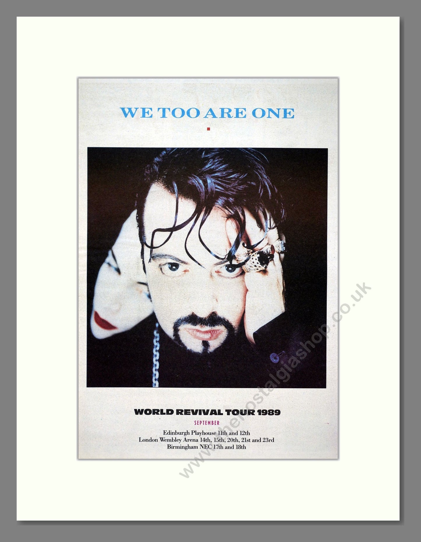 Eurythmics - We Too Are One / Revival Tour (Double Advert). Vintage Advert 1989 (ref AD20919)