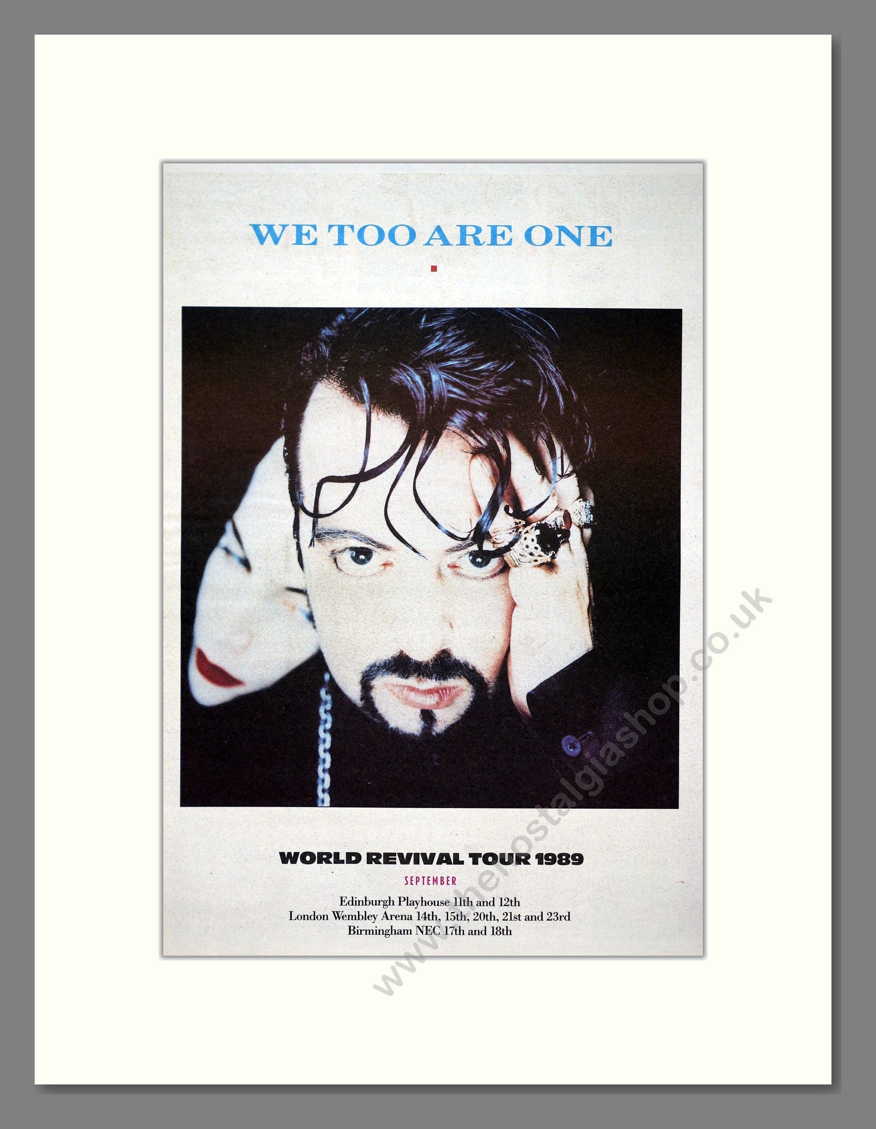 Eurythmics - We Too Are One / Revival Tour (Double Advert). Vintage Advert 1989 (ref AD20919)