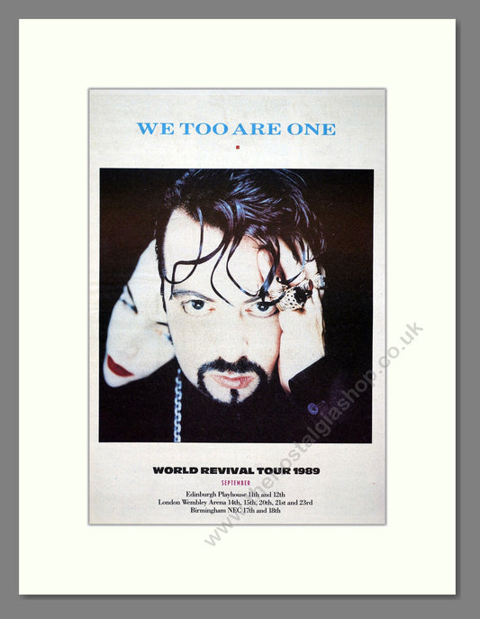 Eurythmics - We Too Are One / Revival Tour (Double Advert). Vintage Advert 1989 (ref AD20919)