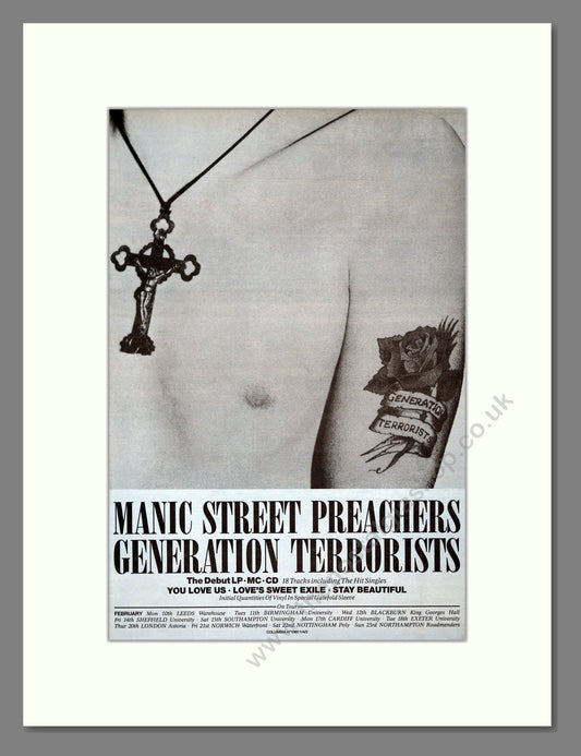 Manic Street Preachers - Generation Terrorists. Vintage Advert 1992 (ref AD20926)