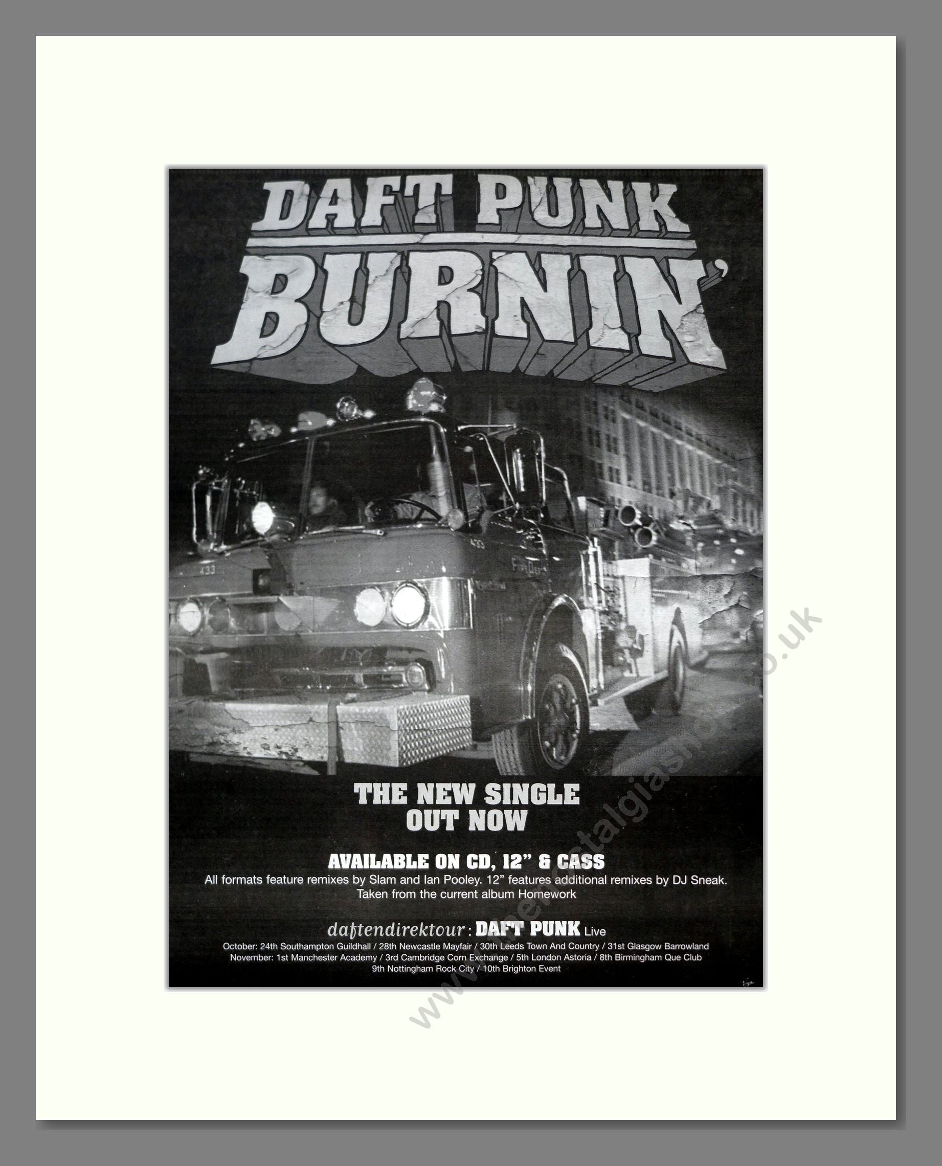 Daft Punk - Burnin'. Vintage Advert 1997 (ref AD20927)