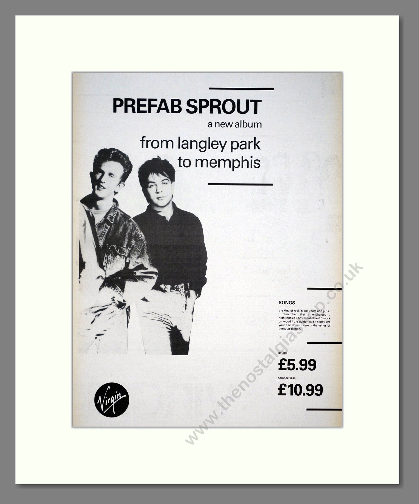 Prefab Sprout - From Langley Park To Memphis (Double). Vintage Advert 1988 (ref AD20931)