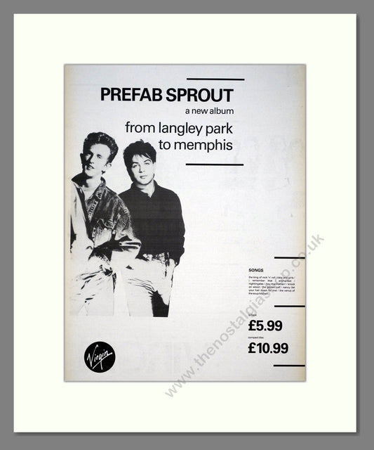 Prefab Sprout - From Langley Park To Memphis (Double). Vintage Advert 1988 (ref AD20931)