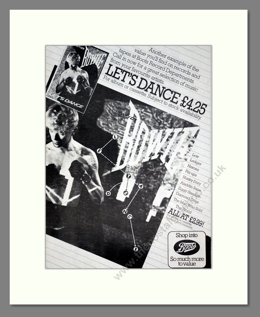 David Bowie - Let's Dance. Vintage Advert 1983 (ref AD20935)