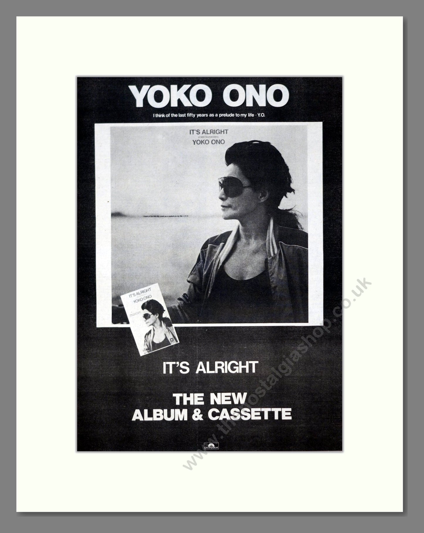 Yoko Ono - It's Alright. Vintage Advert 1982 (ref AD20943)