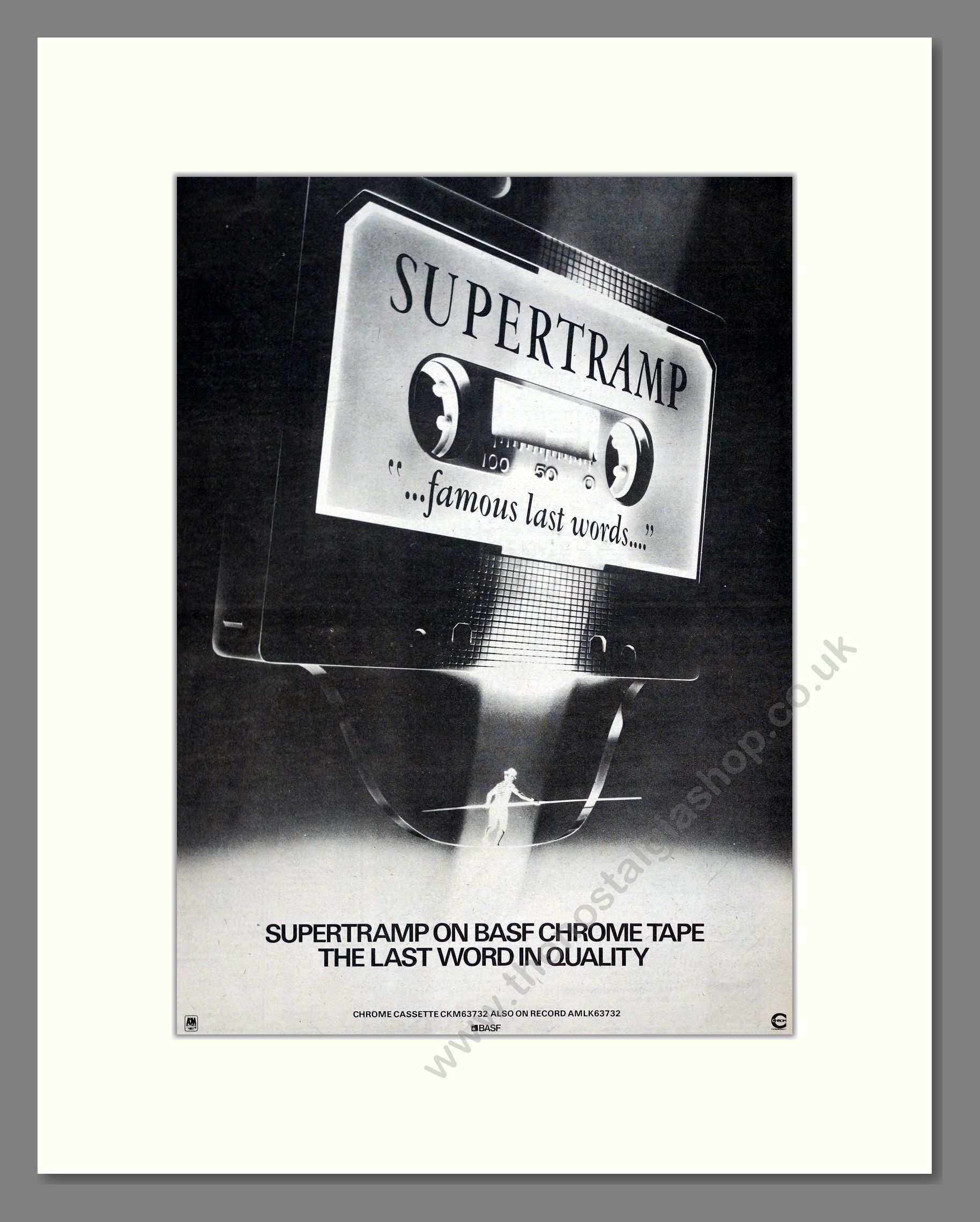 Supertramp - Famous Last Words. Vintage Advert 1982 (ref AD20951)