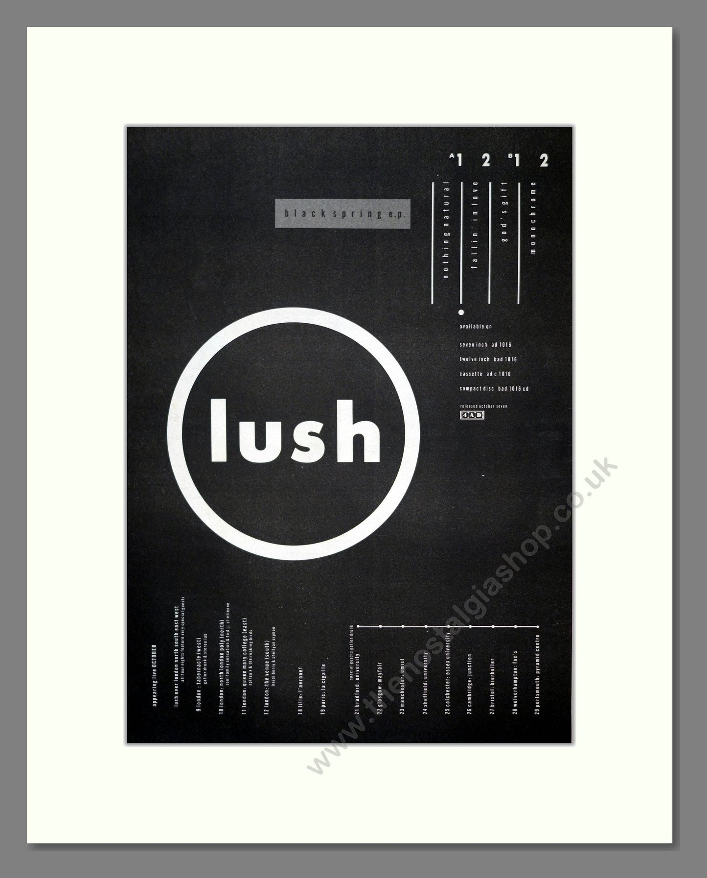 Lush - Black Spring E.P.. Vintage Advert 1991 (ref AD20952)