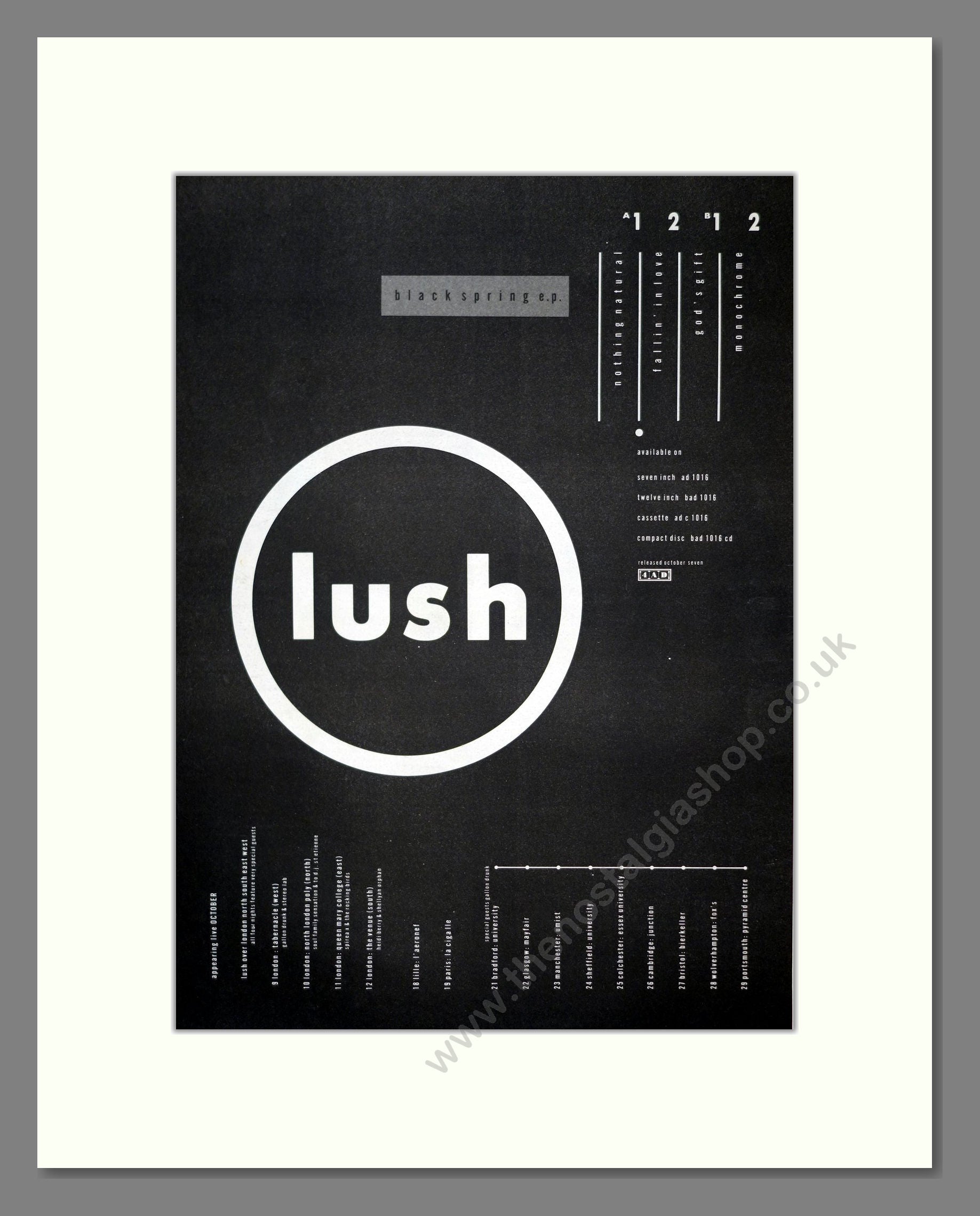Lush - Black Spring E.P.. Vintage Advert 1991 (ref AD20952)