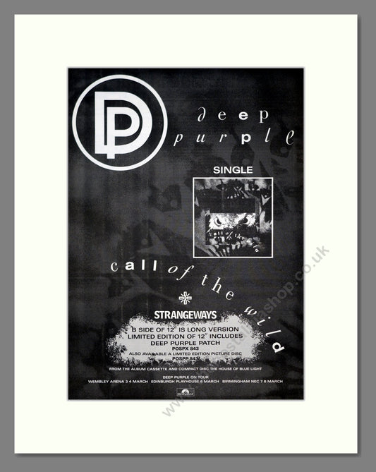 Deep Purple - Call Of The Wild. Vintage Advert 1987 (ref AD20954)