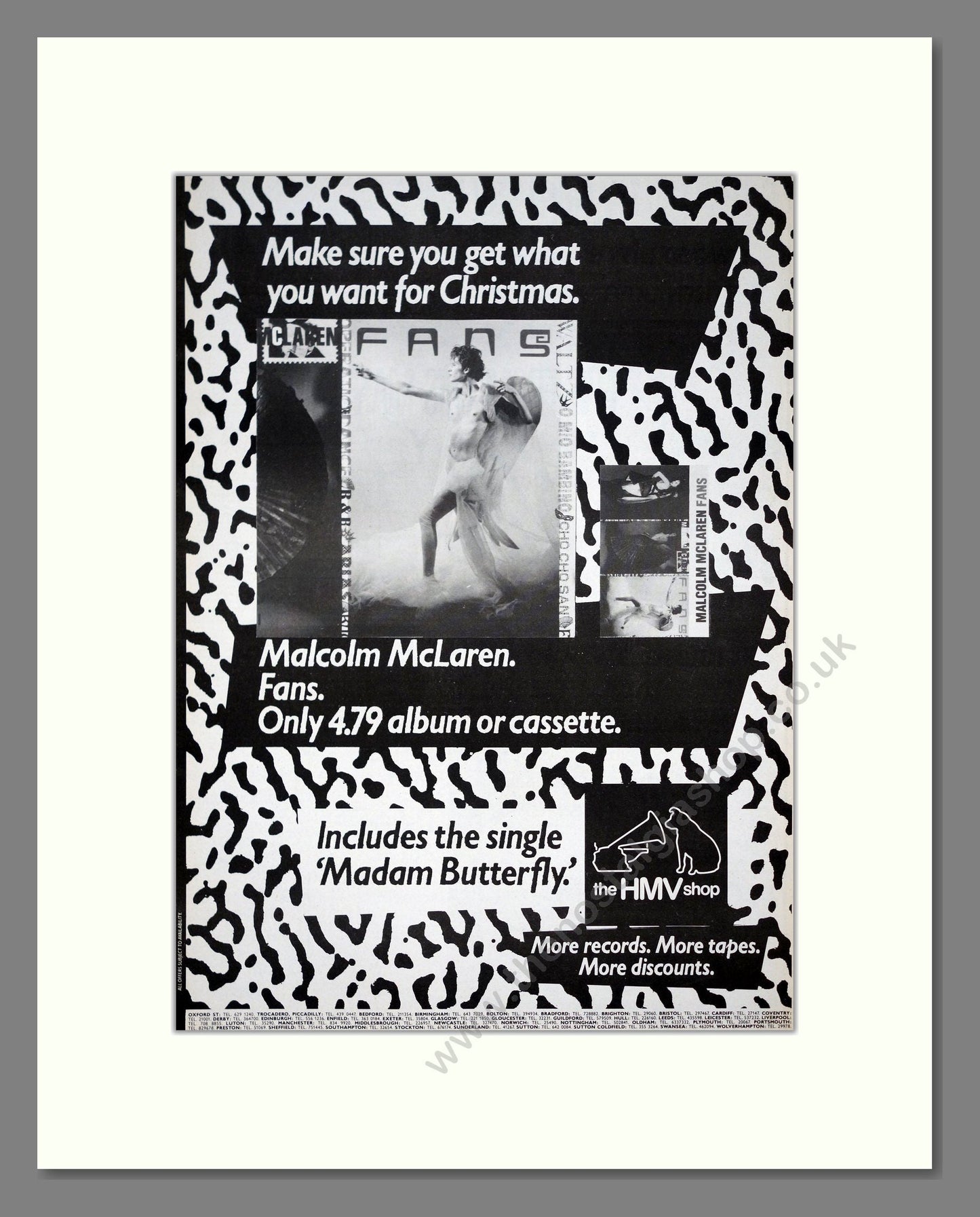 Malcolm McLaren - Fans. Vintage Advert 1984 (ref AD20978)