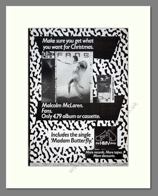 Malcolm McLaren - Fans. Vintage Advert 1984 (ref AD20978)