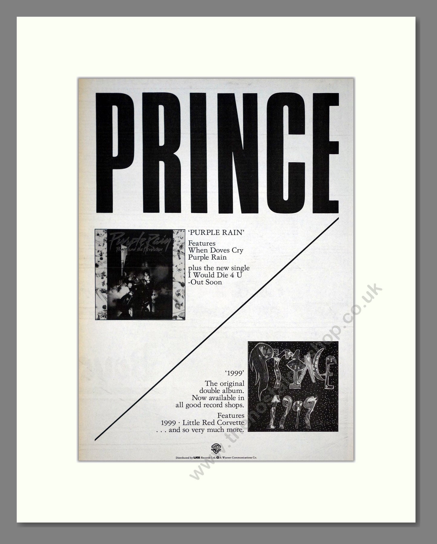 Prince Charles And The City Beat Band - Purple Rain / 1999. Vintage Advert 1984 (ref AD20979)