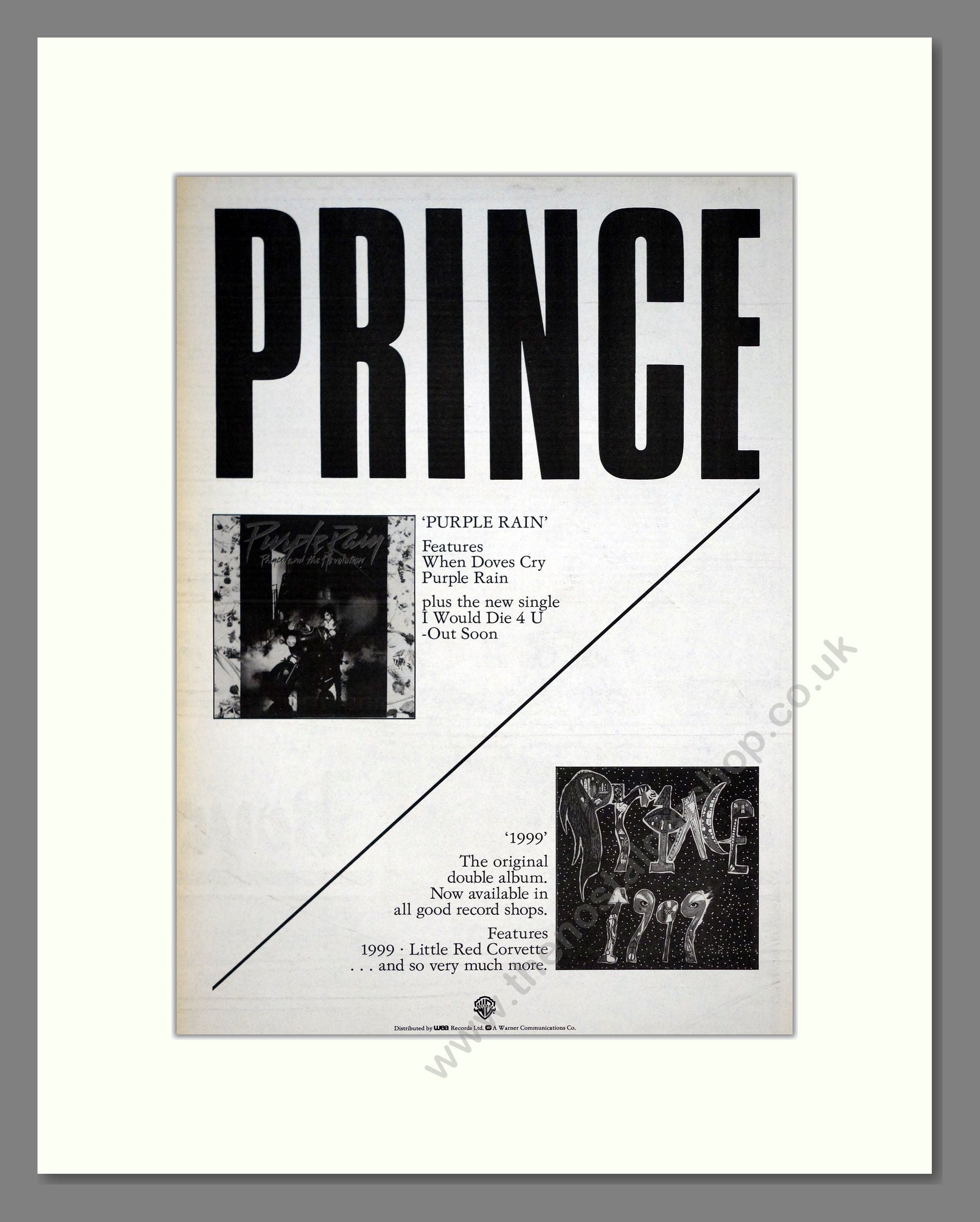 Prince Charles And The City Beat Band - Purple Rain / 1999. Vintage Advert 1984 (ref AD20979)