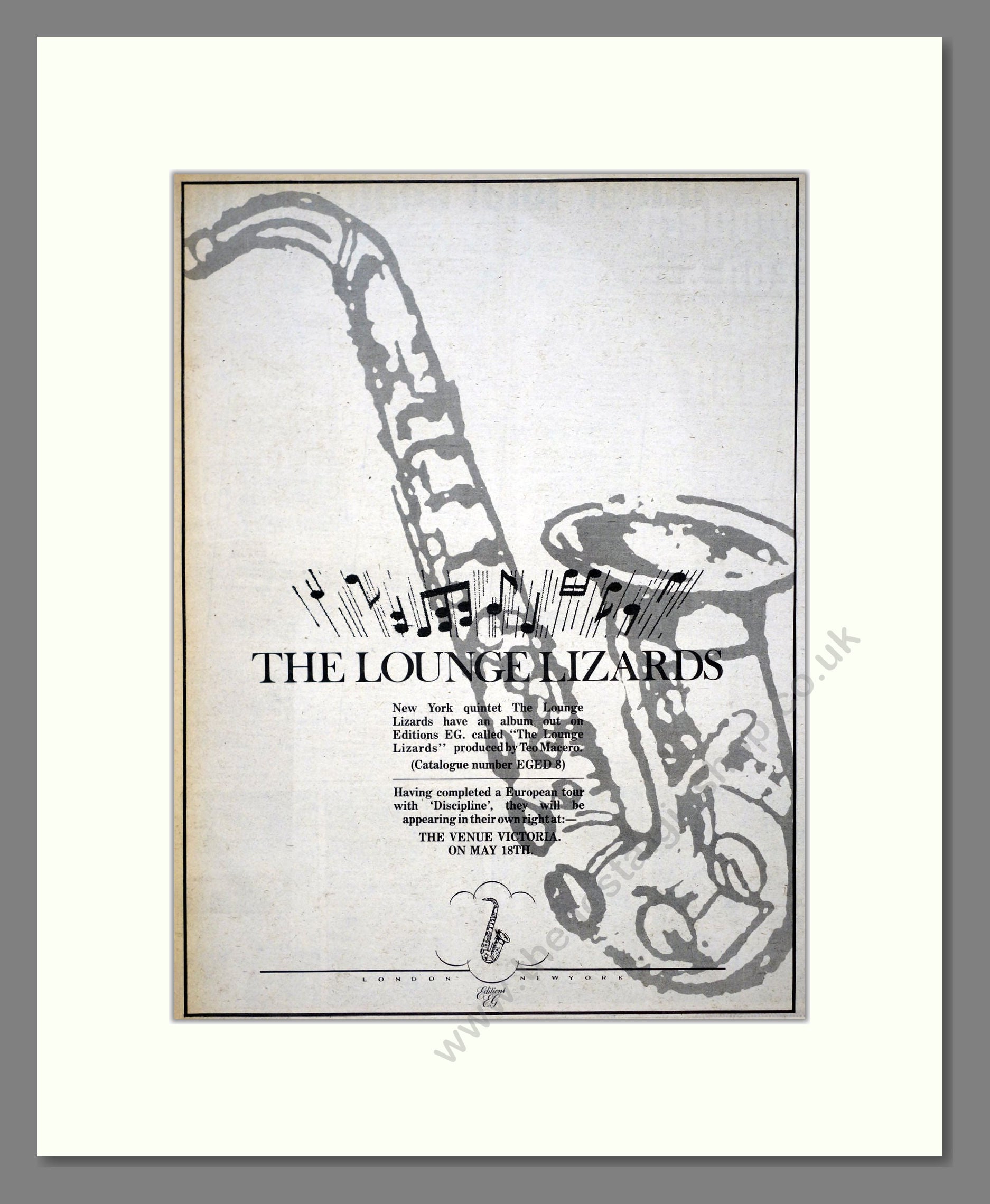 Lounge Lizards (The) - Self Titled Album. Vintage Advert 1981 (ref AD20988)