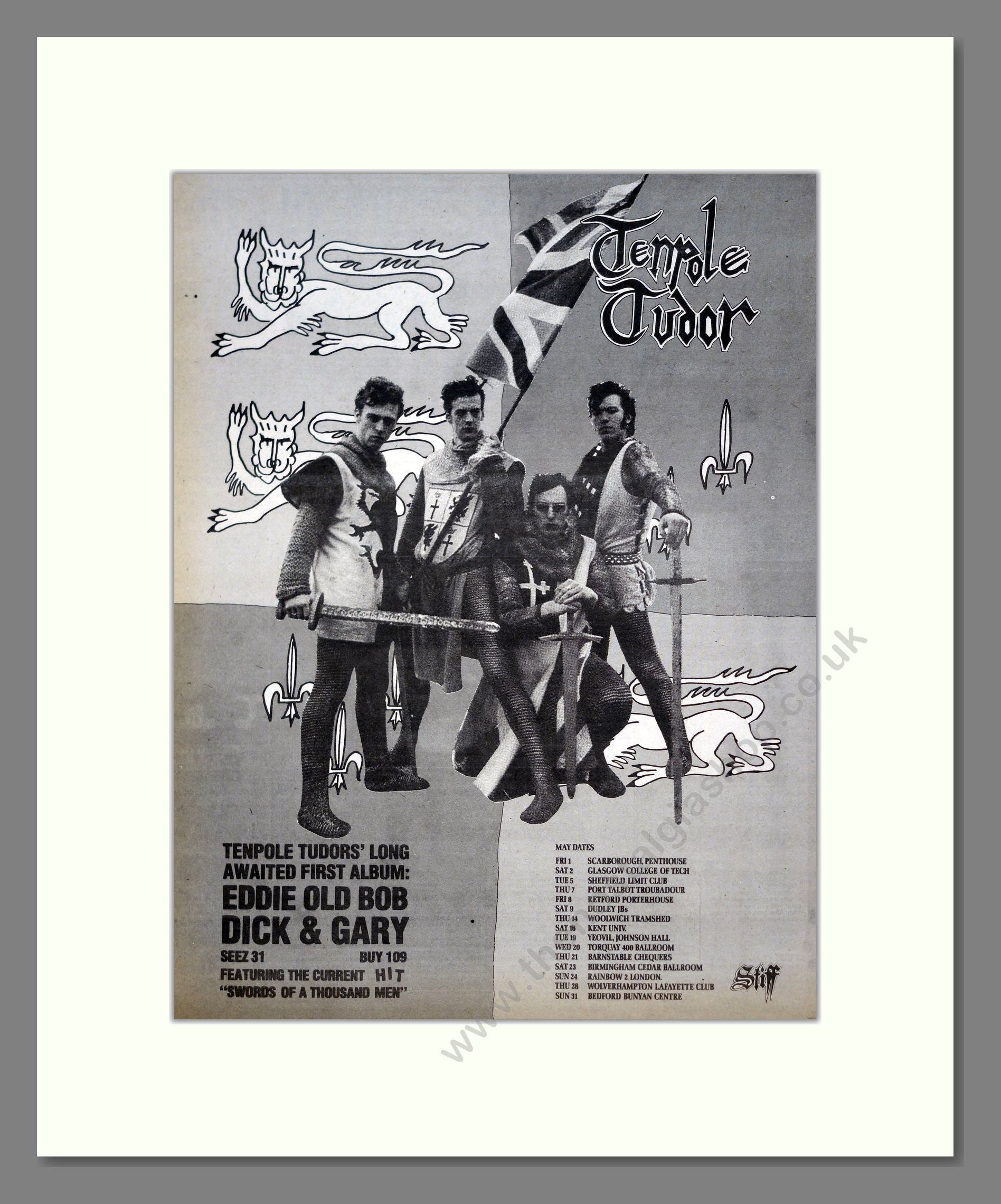 Tenpole Tudor - Eddie Old Bob Dick And Gary. Vintage Advert 1981 (ref AD20989)