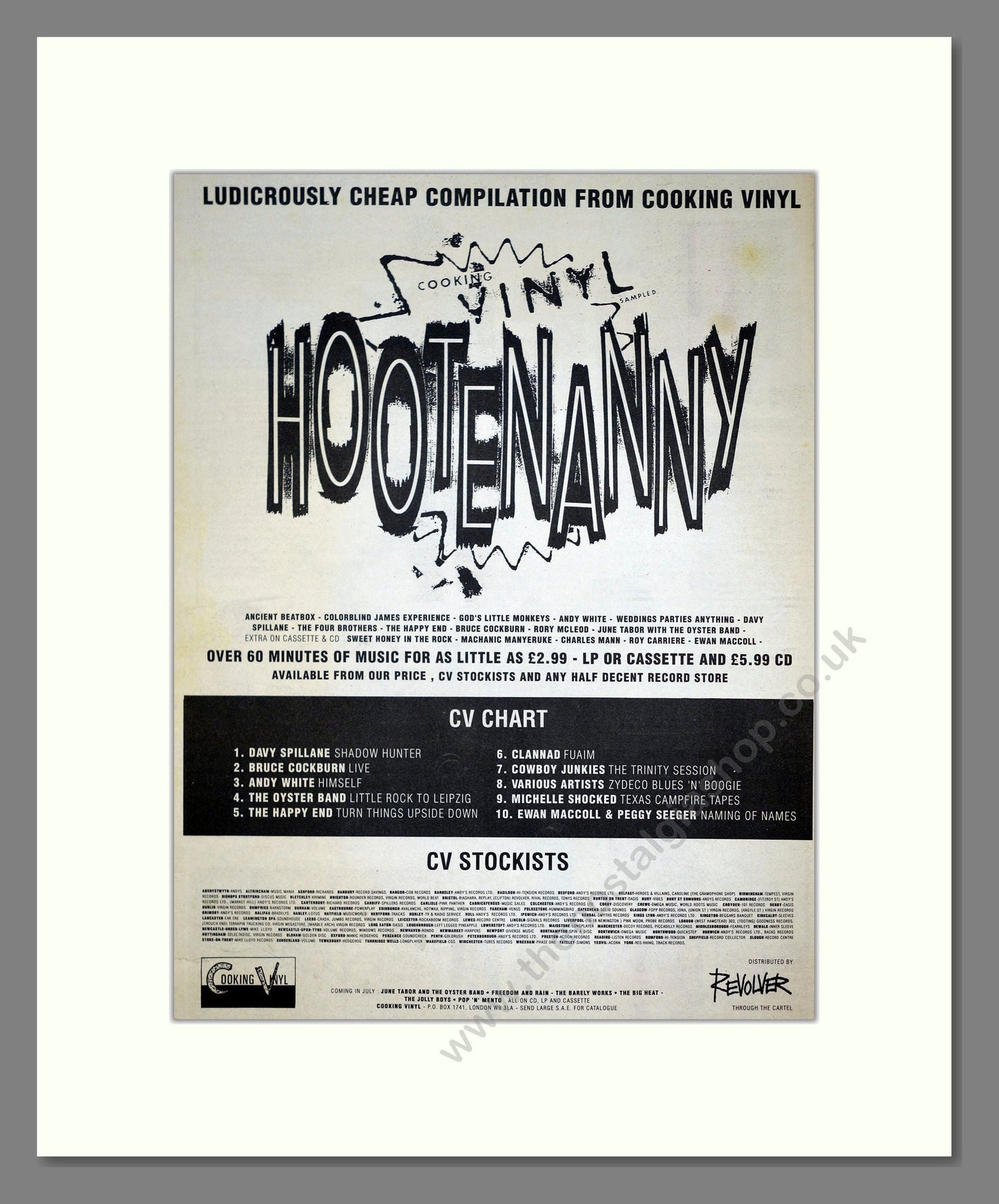 Various Artists - Cooking Vinyl Hootenanny. Vintage Advert 1990 (ref AD20993)