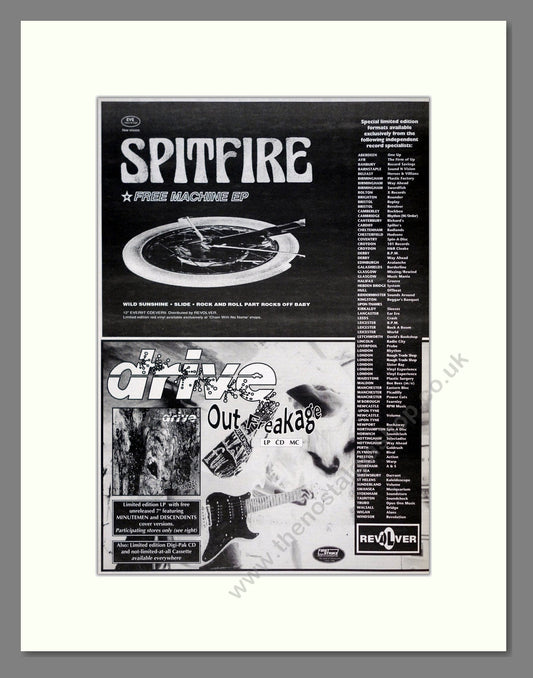 Spitfire / Drive - Free Machine / Out Freakage. Vintage Advert 1992 (ref AD20998)