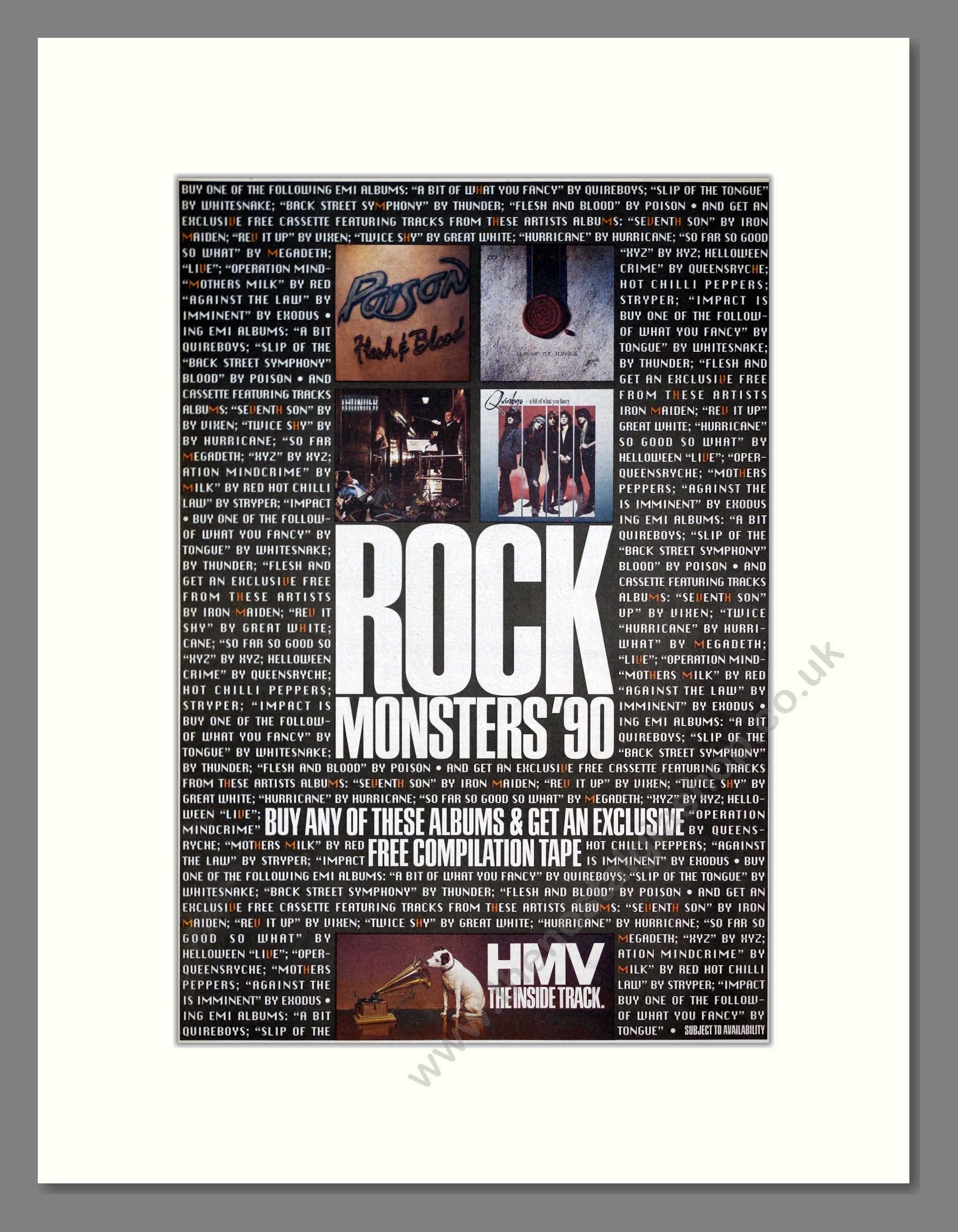 Various Artists - Rock Monsters '90. Vintage Advert 1990 (ref AD21000)