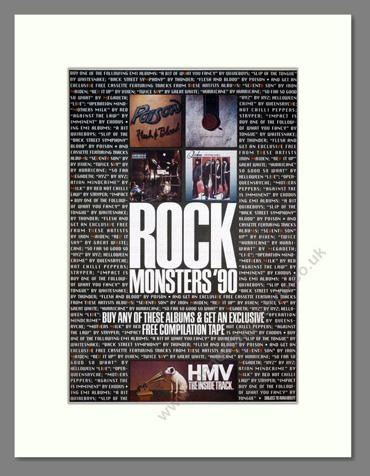 Various Artists - Rock Monsters '90. Vintage Advert 1990 (ref AD21000)